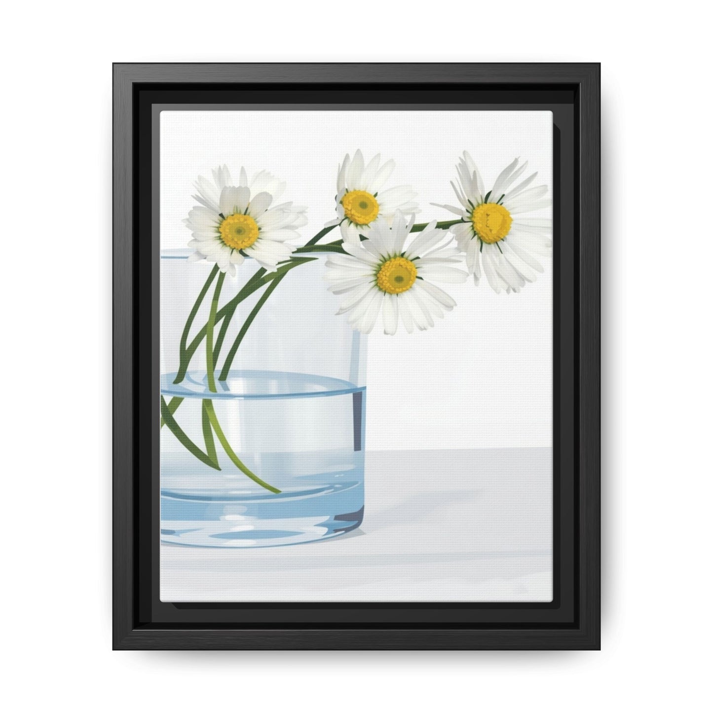 Framed Daisy Canvas Print — Minimal Botanical Wall Art