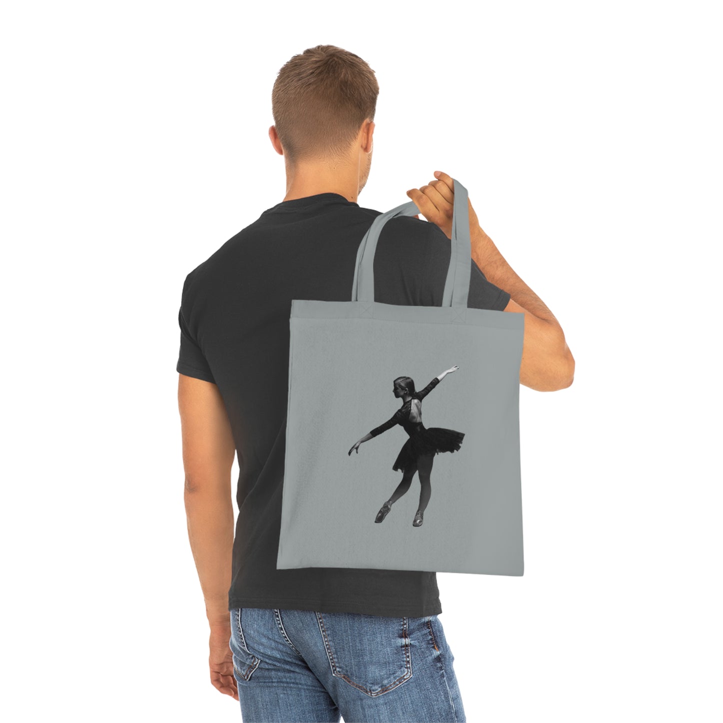 Ballet Silhouette Cotton Tote — Dancer Tote Bag for Ballet Lovers