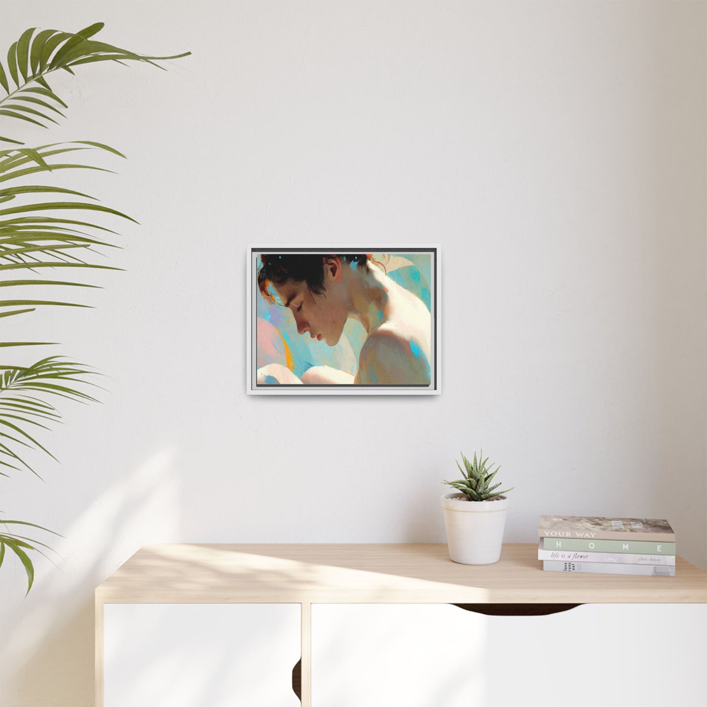 Framed Matte Canvas Print — Dreamy Portrait Art (Multi‑Color)