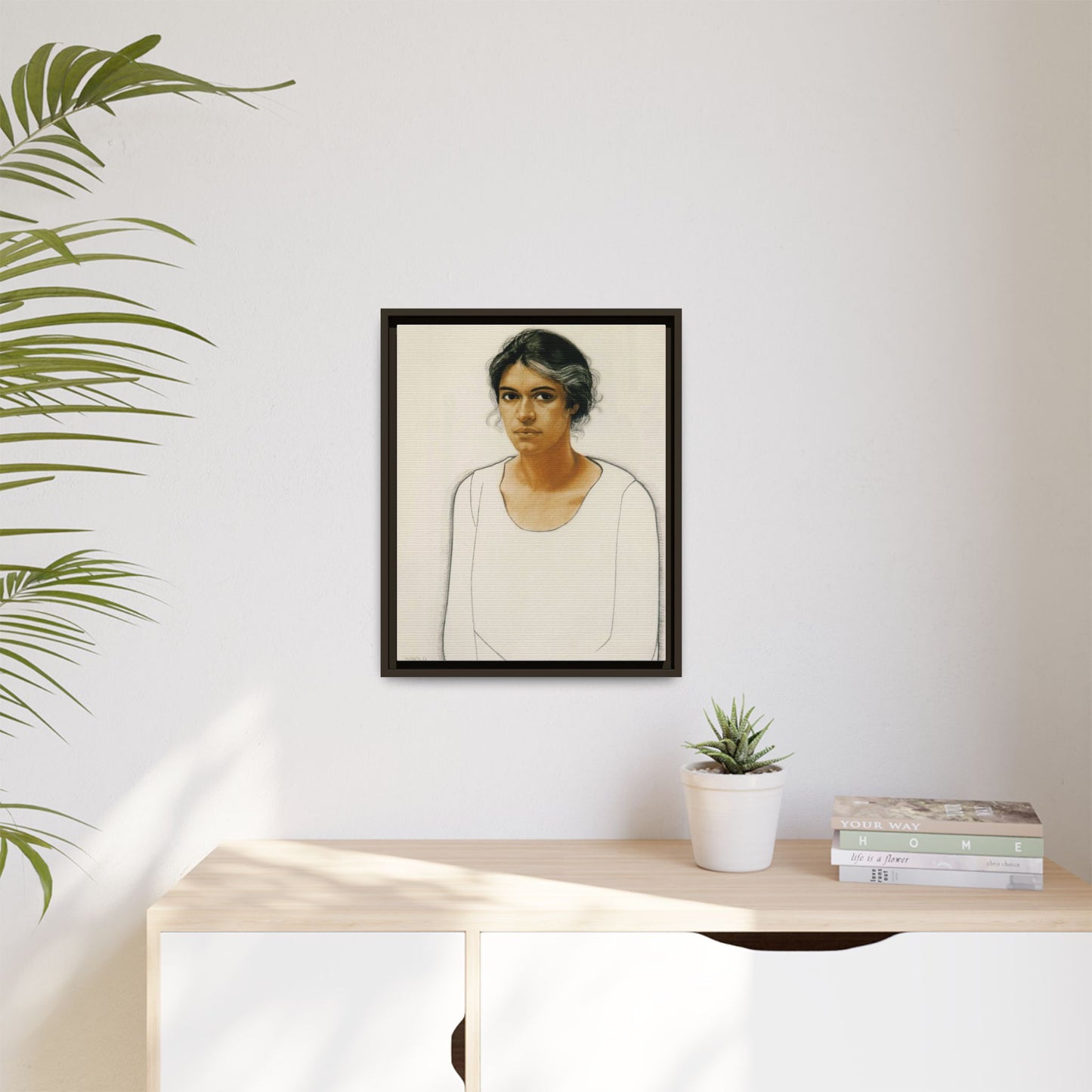 Portrait of a Woman by Winold Reiss Framed Matte Canvas Portrait Print