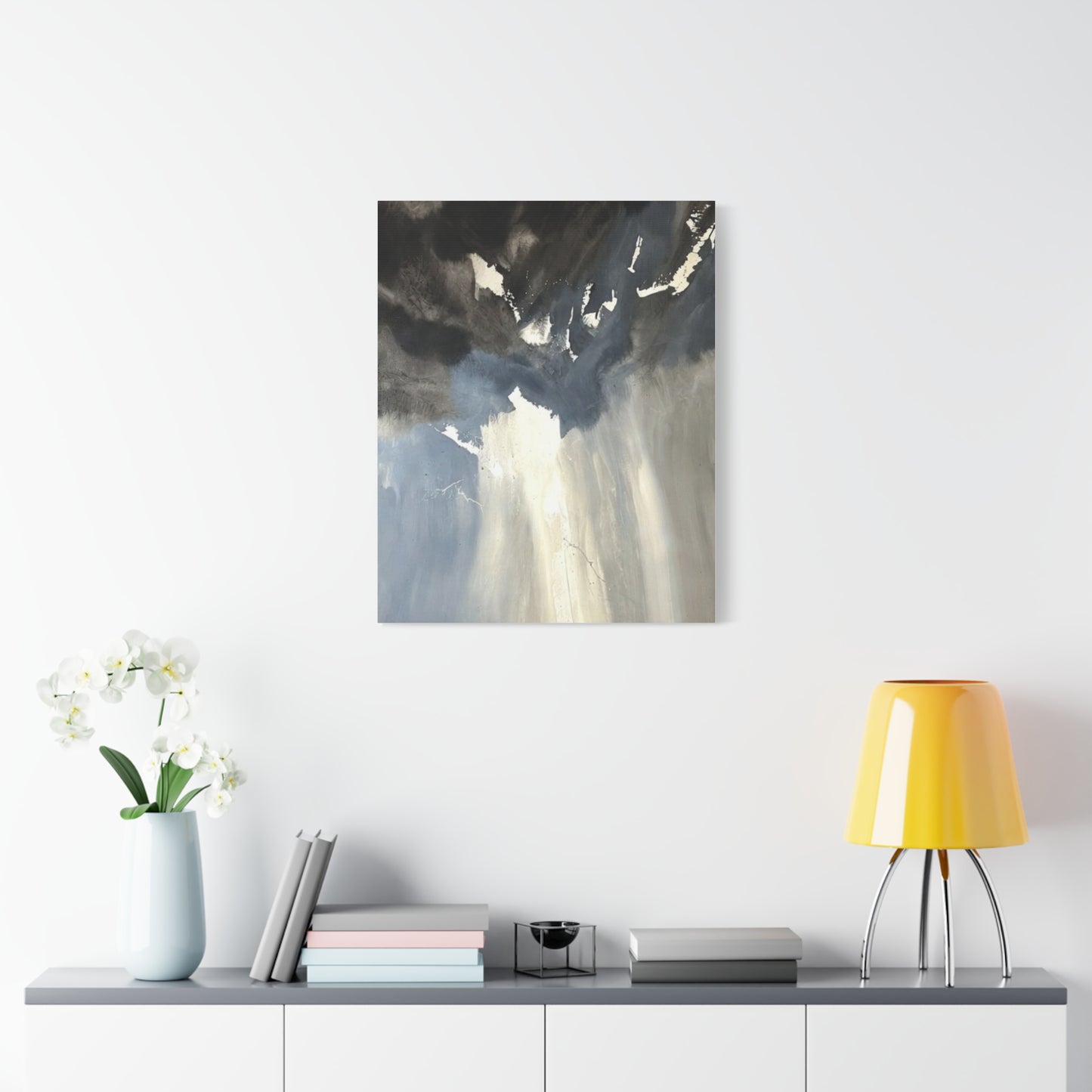 Abstract Storm Canvas Print — Dramatic Blue & Gray Matte Wall Art