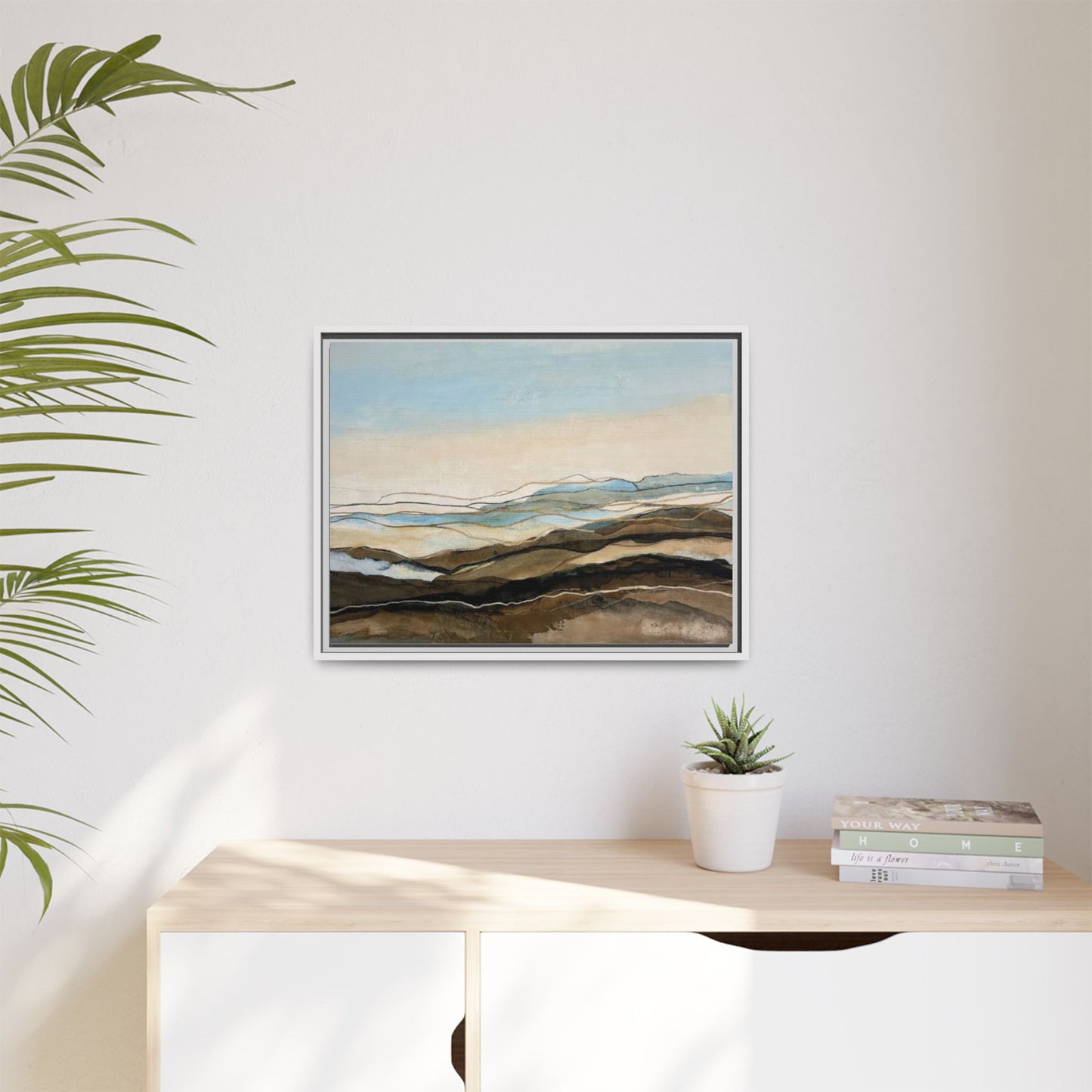 Framed Matte Canvas Print — Abstract Coastal Landscape Wall Art