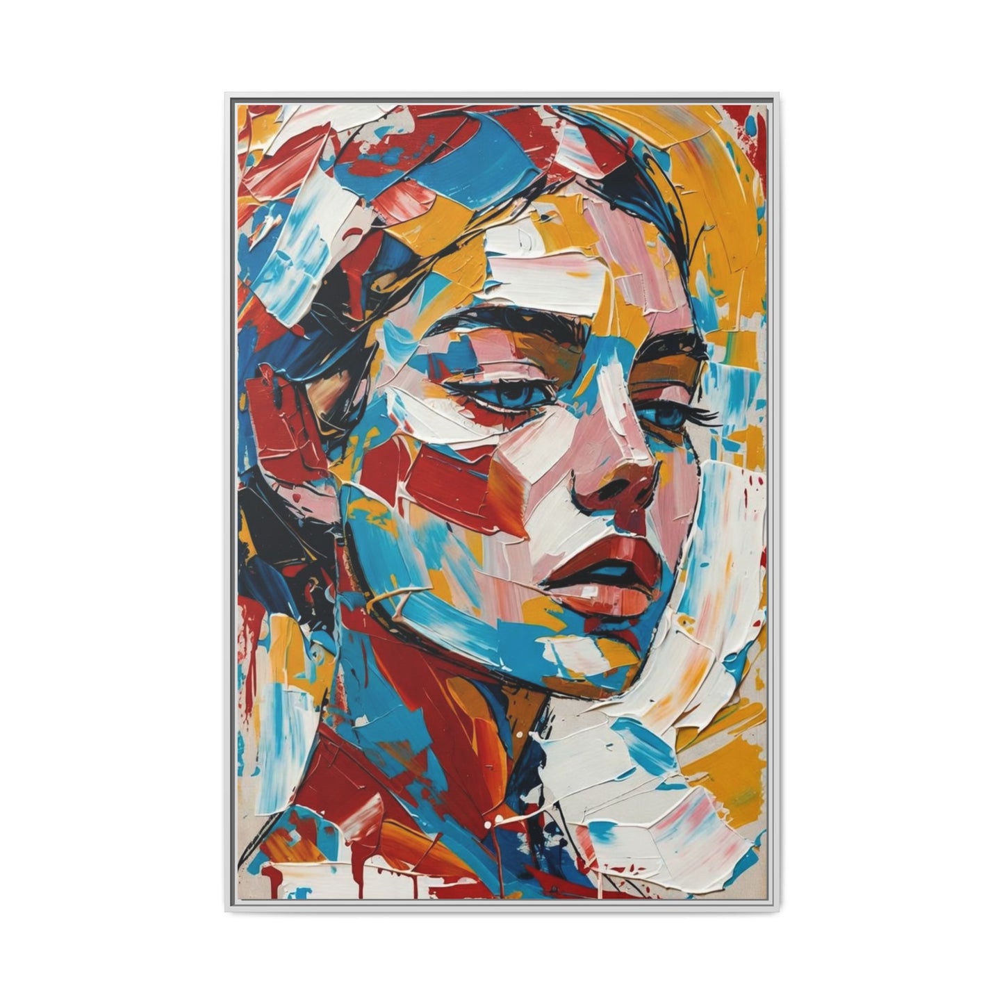 Colorful Abstract Portrait Framed Canvas Print