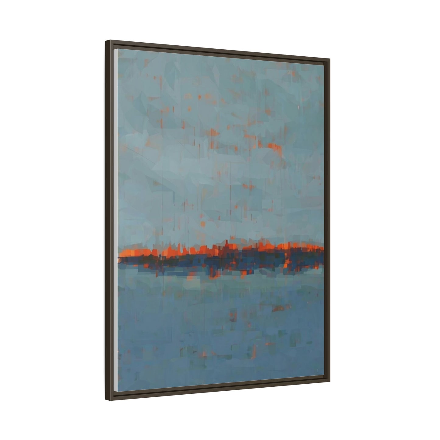 Framed Canvas Art — Teal & Orange Abstract Seascape