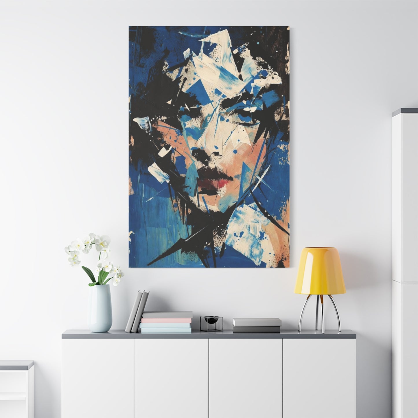 Abstract Blue Portrait Canvas Print — Modern Stretched Wall Art