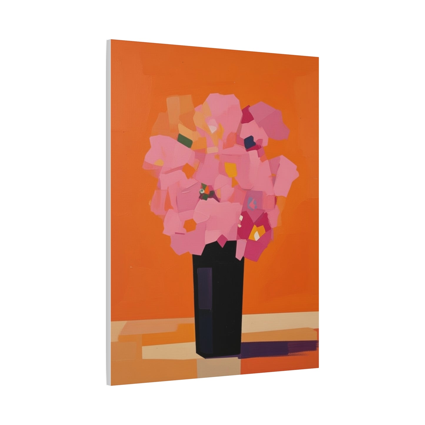 Modern Pink Flowers Canvas Print — Abstract Floral Wall Art