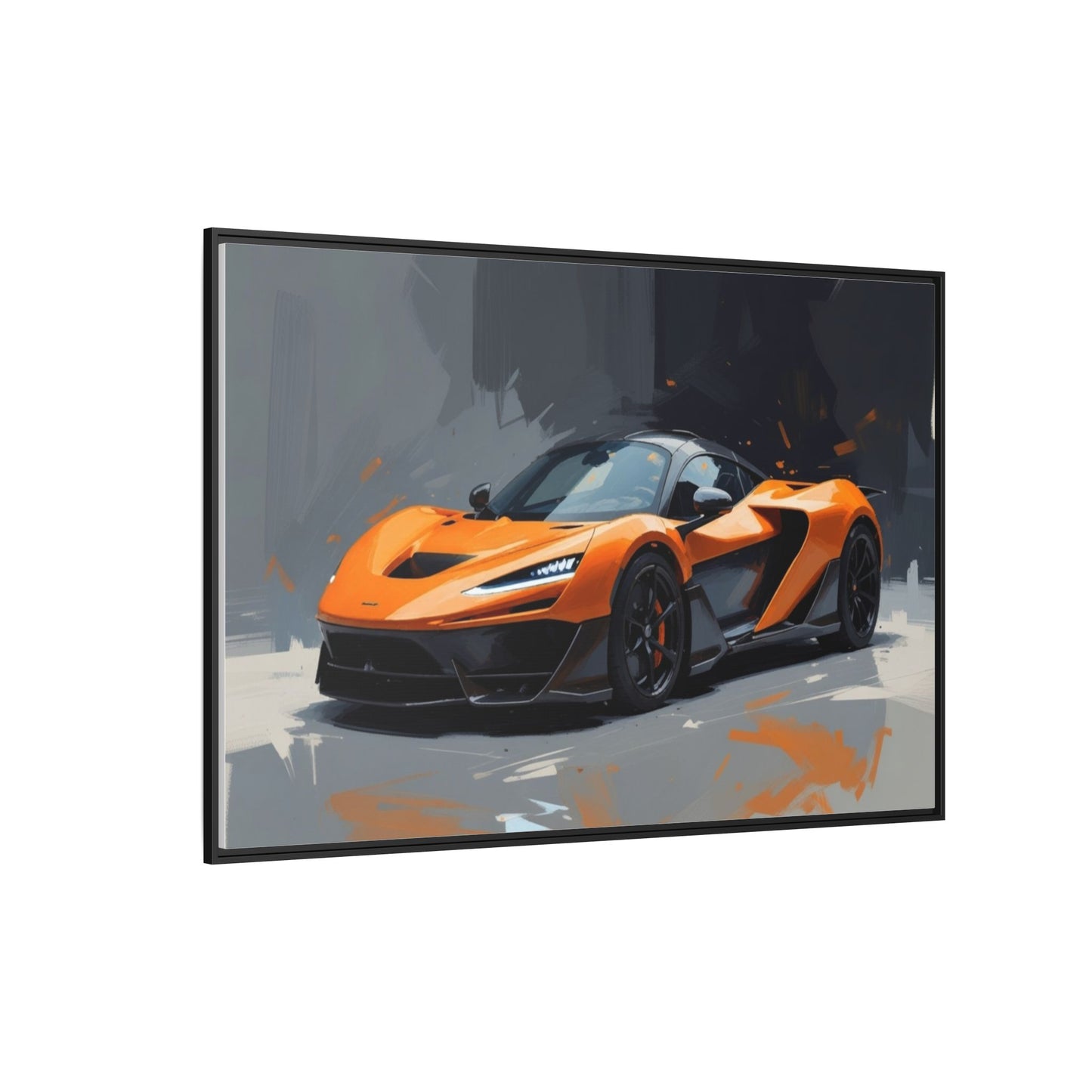 Framed Matte Canvas — Orange Sports Car Print