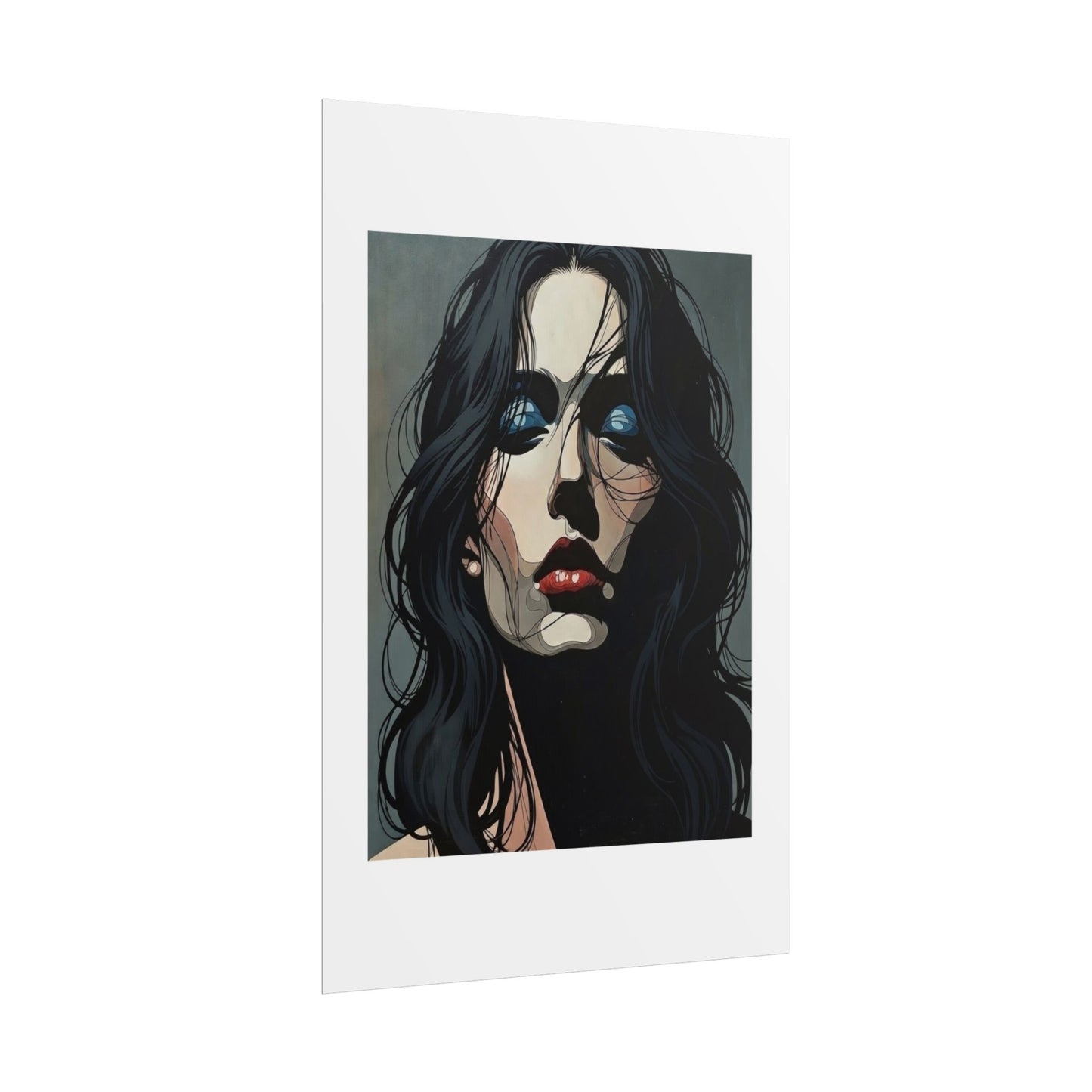 Rolled Poster — Moody Portrait Art Print (Dark Femme, Blue Eyeshadow)