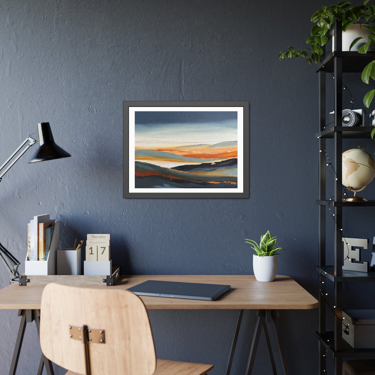 Abstract Golden Landscape Framed Poster — Contemporary Wall Art