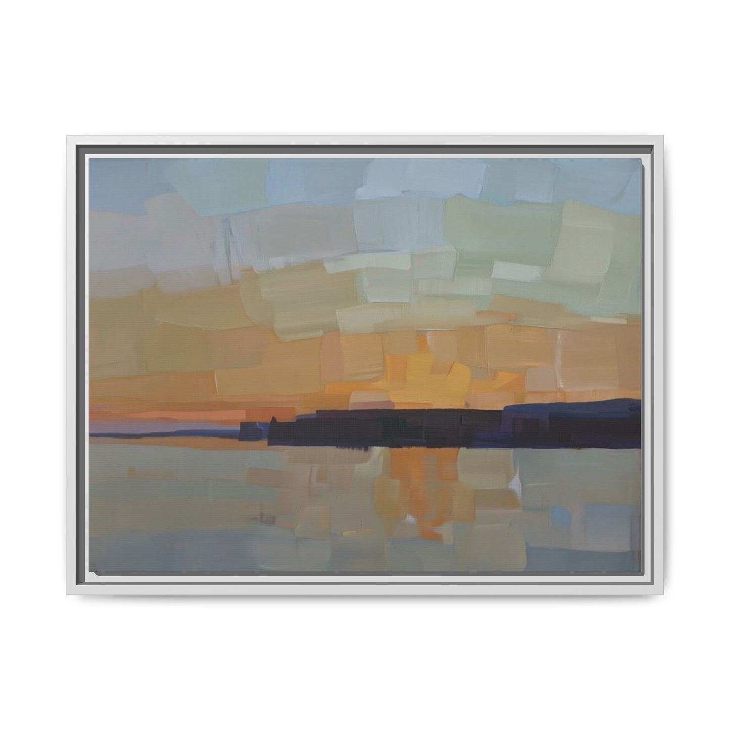 Framed Matte Canvas Sunset Abstract Landscape Art Print