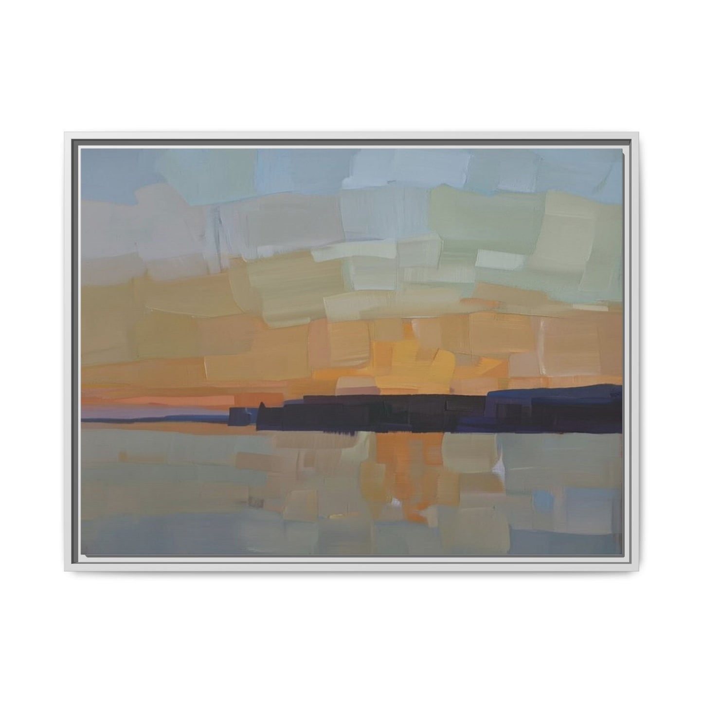 Framed Matte Canvas Sunset Abstract Landscape Art Print