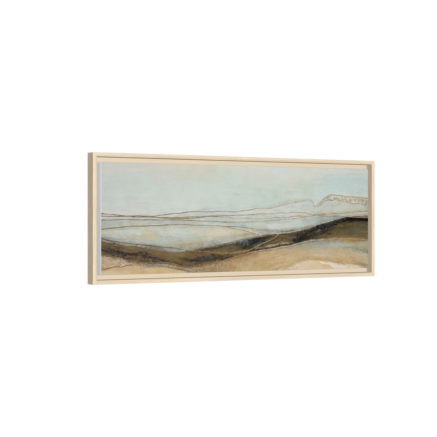 Framed Matte Canvas Wall Art — Neutral Abstract Landscape in Soft Blues & Earth Tones