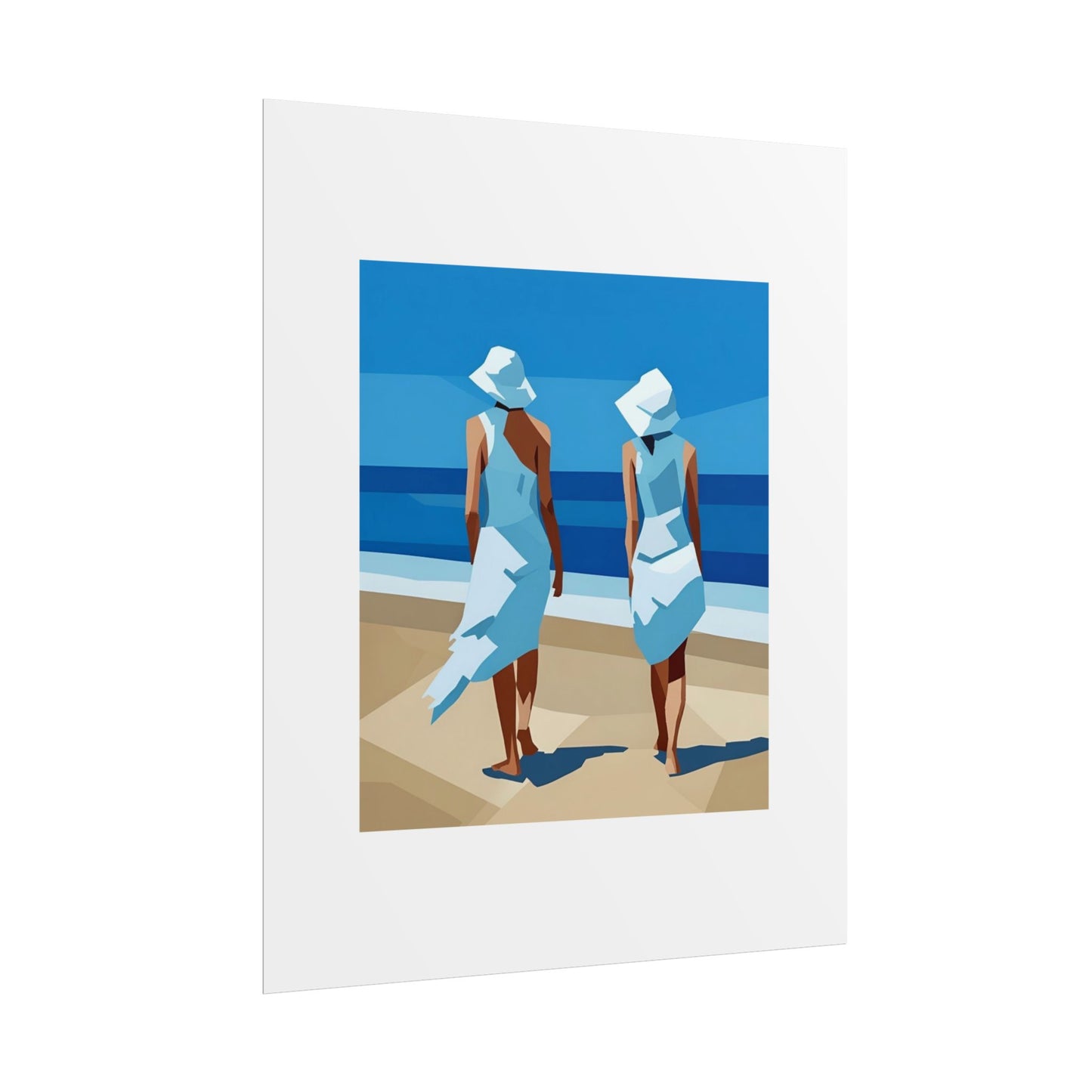 Beach Stroll Art Poster — Minimalist Coastal Print (Rolled Poster)