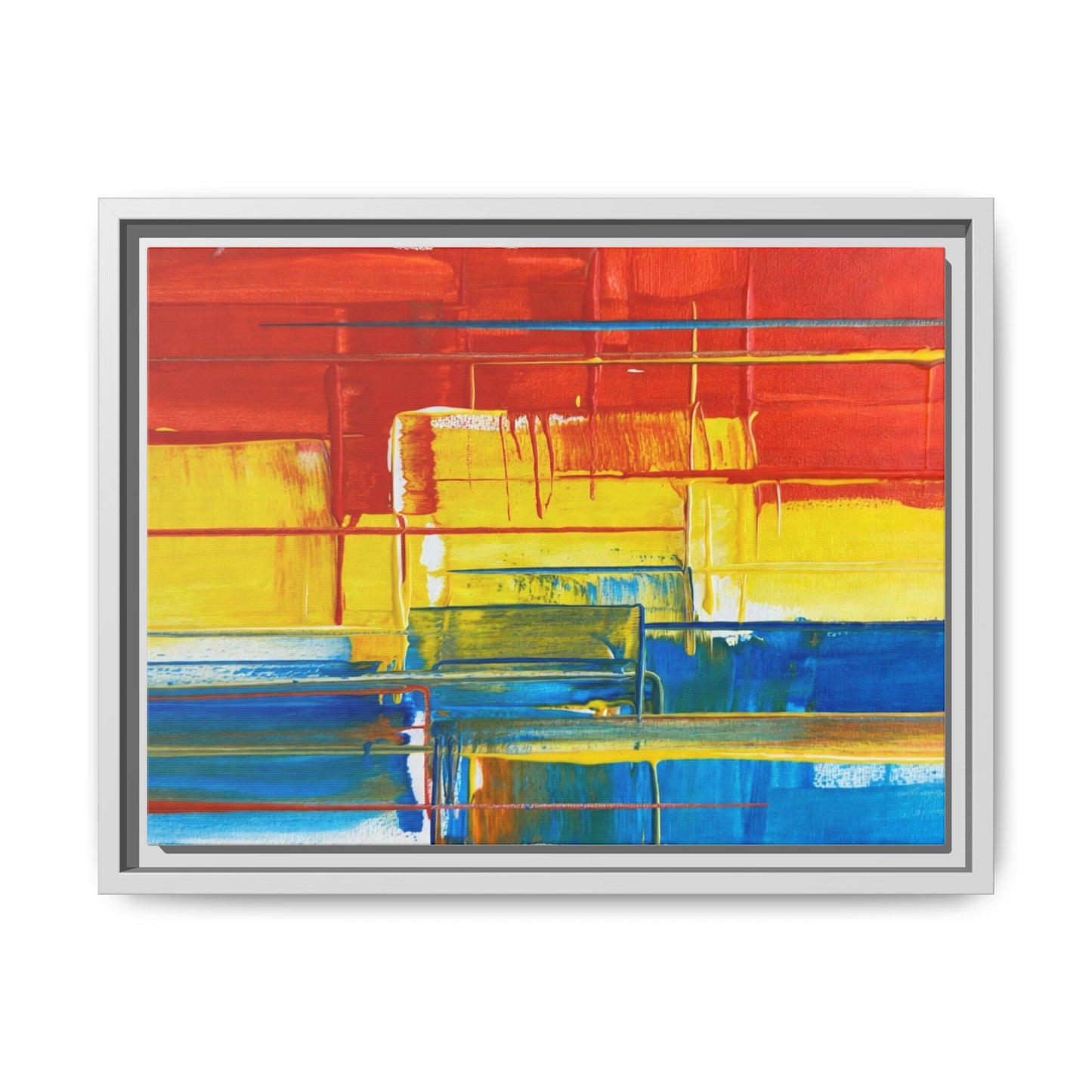 Abstract Multi-Color Framed Canvas Art — Modern Geometric Wall Decor