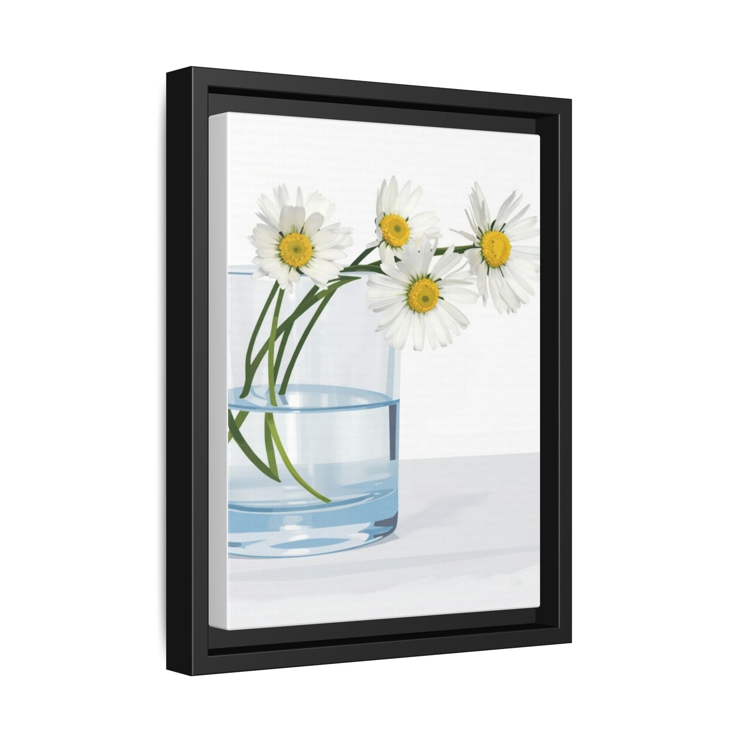 Framed Daisy Canvas Print — Minimal Botanical Wall Art