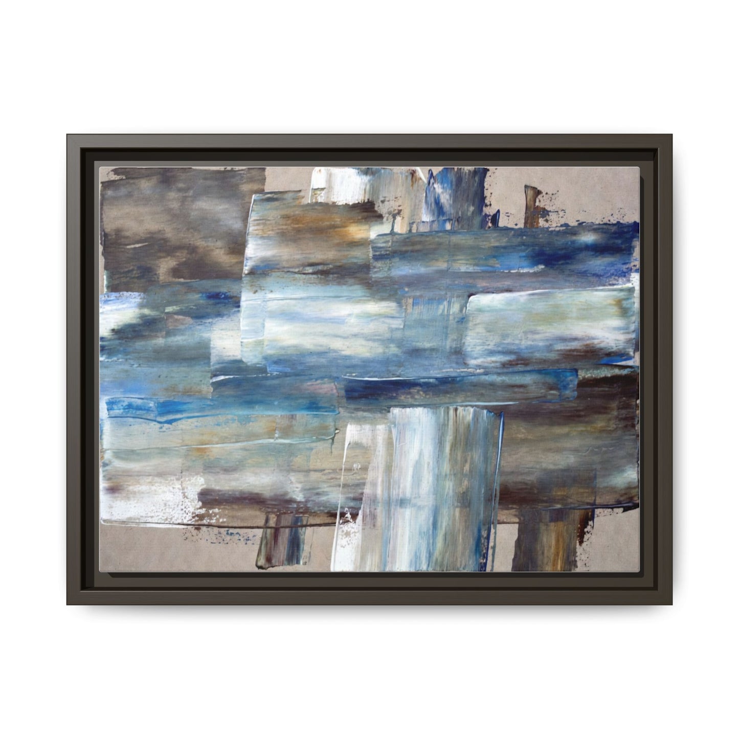 Abstract Blue Coastal Matte Canvas Framed Wall Art