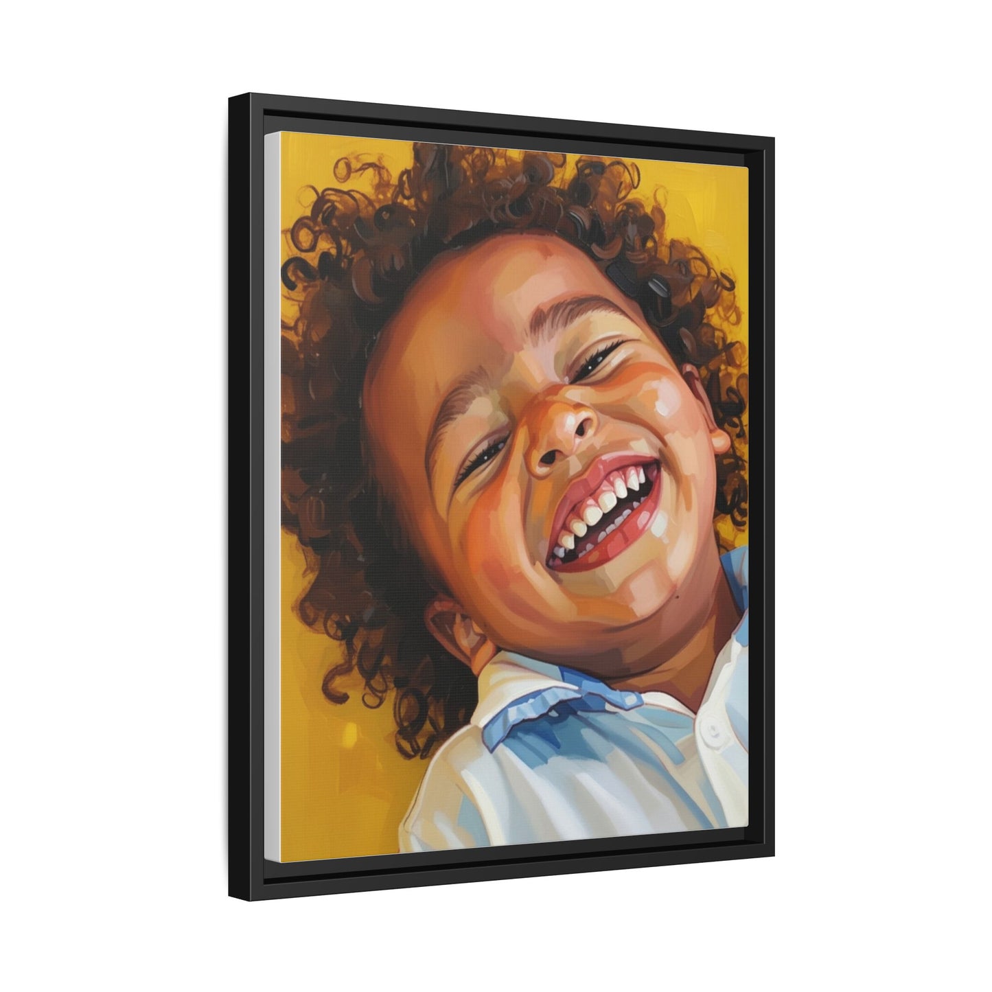 Framed Matte Canvas Print – Joyful Child Portrait, Colorful Nursery Wall Art