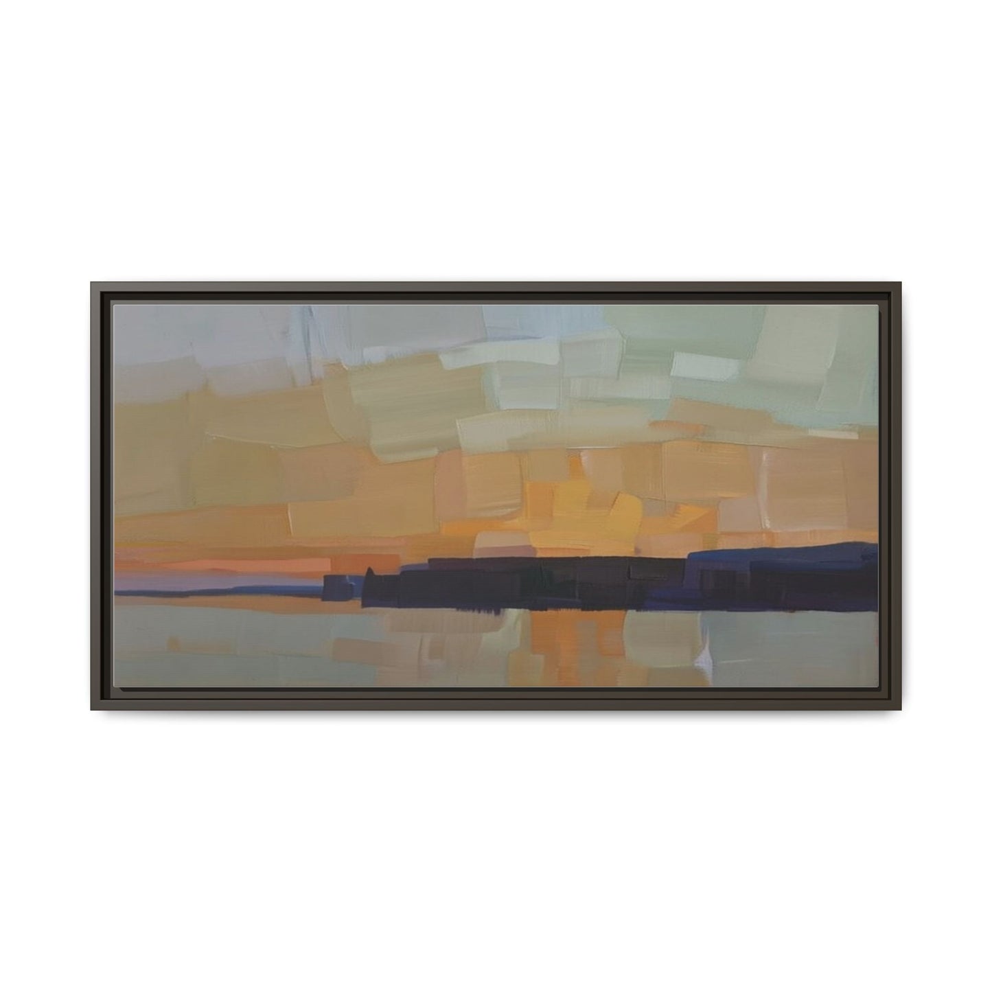 Framed Matte Canvas Sunset Abstract Landscape Art Print