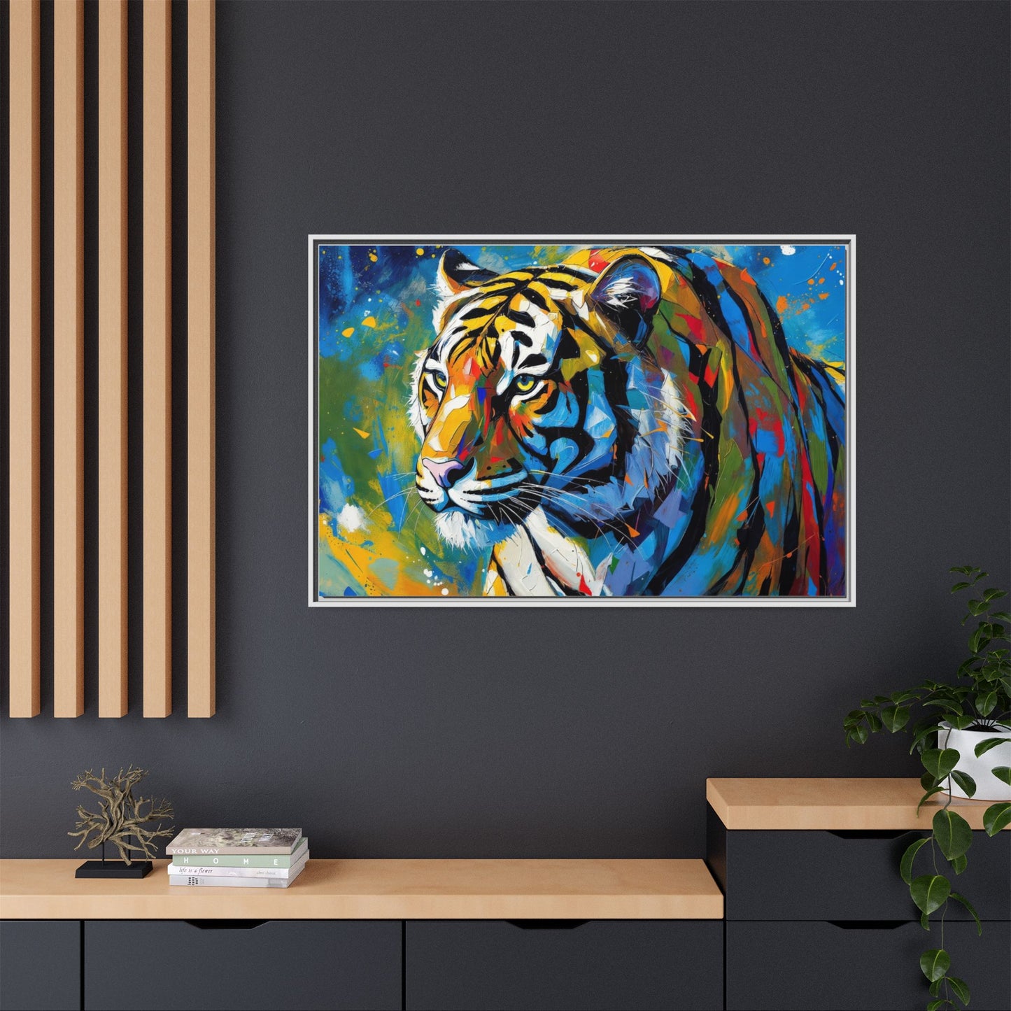 Colorful Tiger Matte Canvas Framed Art — Vibrant Wildlife Wall Decor