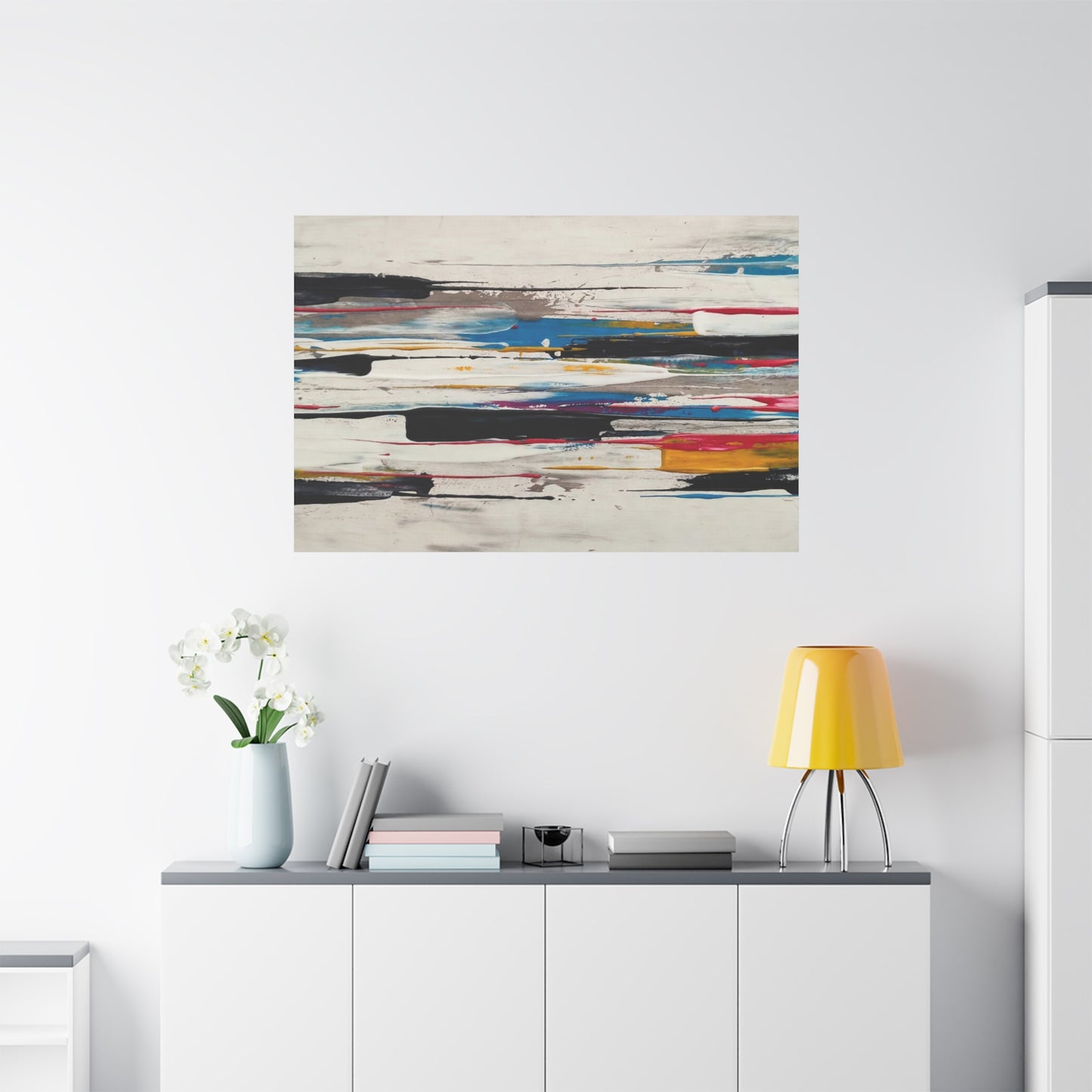 Abstract Color Streaks Matte Canvas Print — Modern Horizontal Wall Art