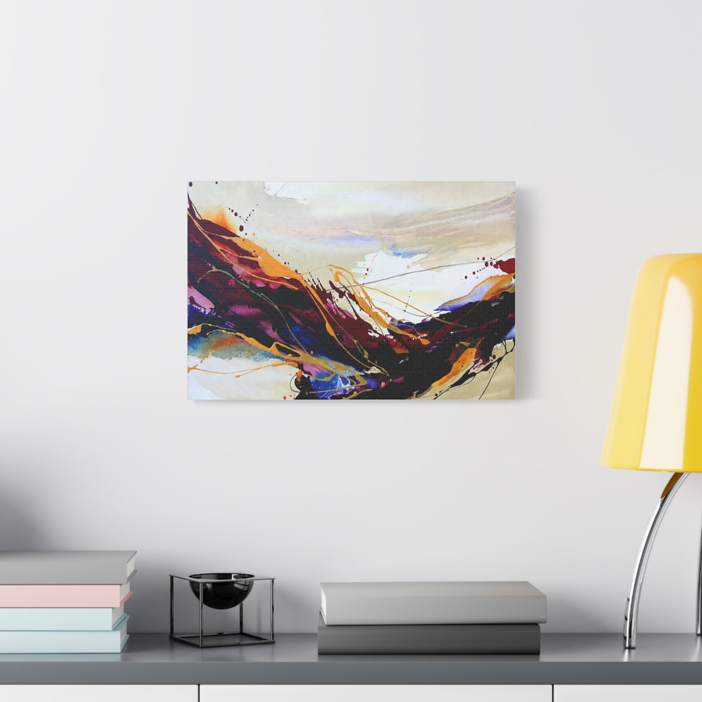 Abstract Color Flow Matte Stretched Canvas – Vibrant Modern Wall Art