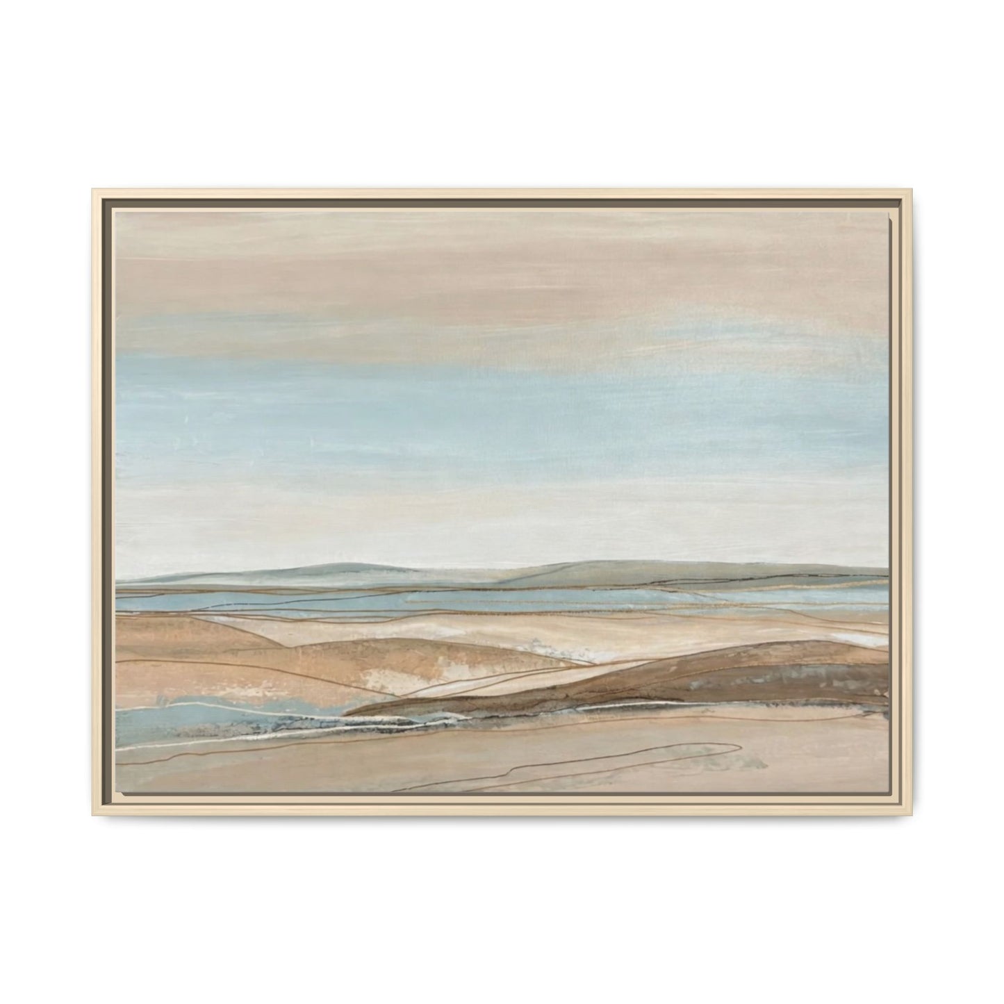 Framed Abstract Landscape Matte Canvas — Serene Coastal Horizon Wall Art