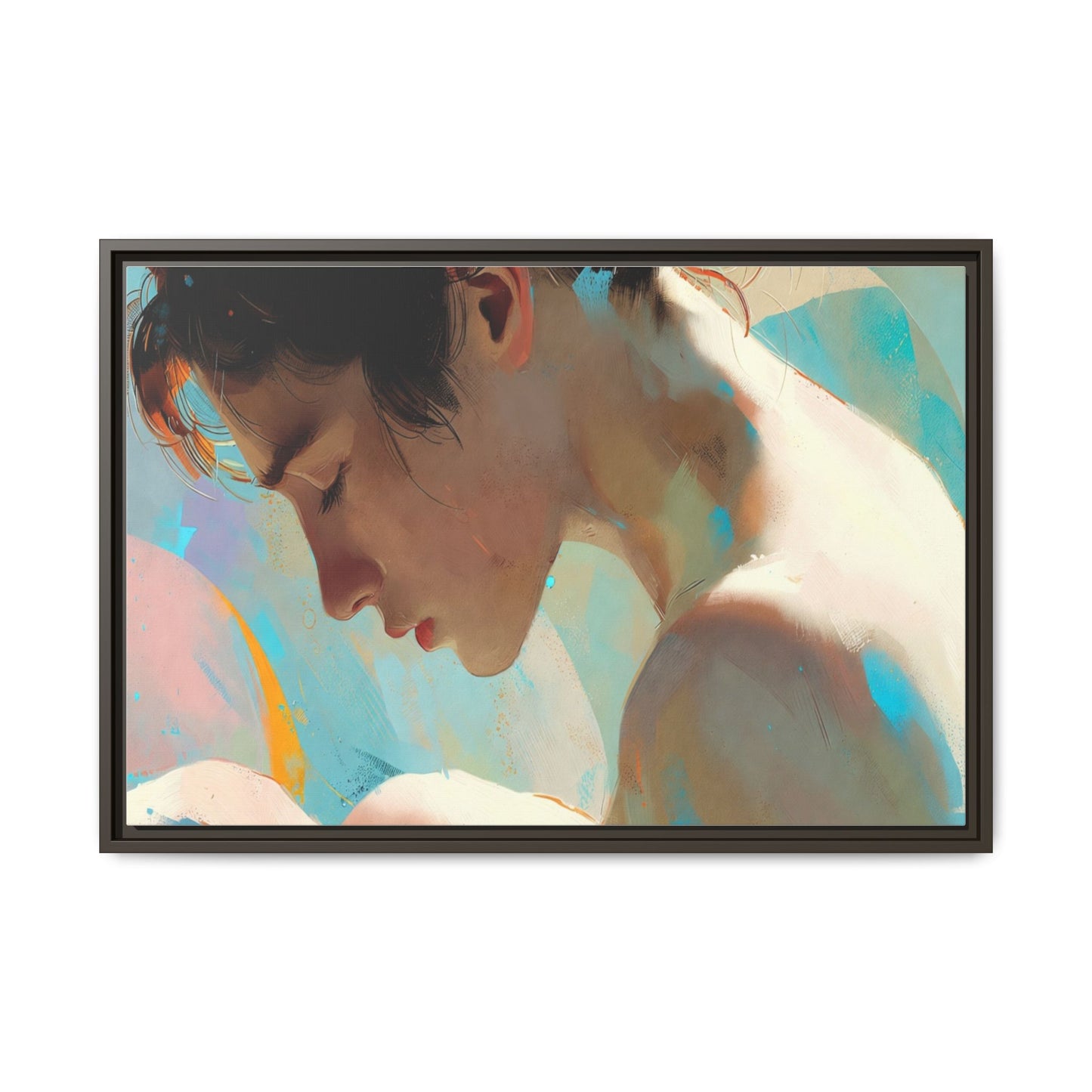 Framed Matte Canvas Print — Dreamy Portrait Art (Multi‑Color)