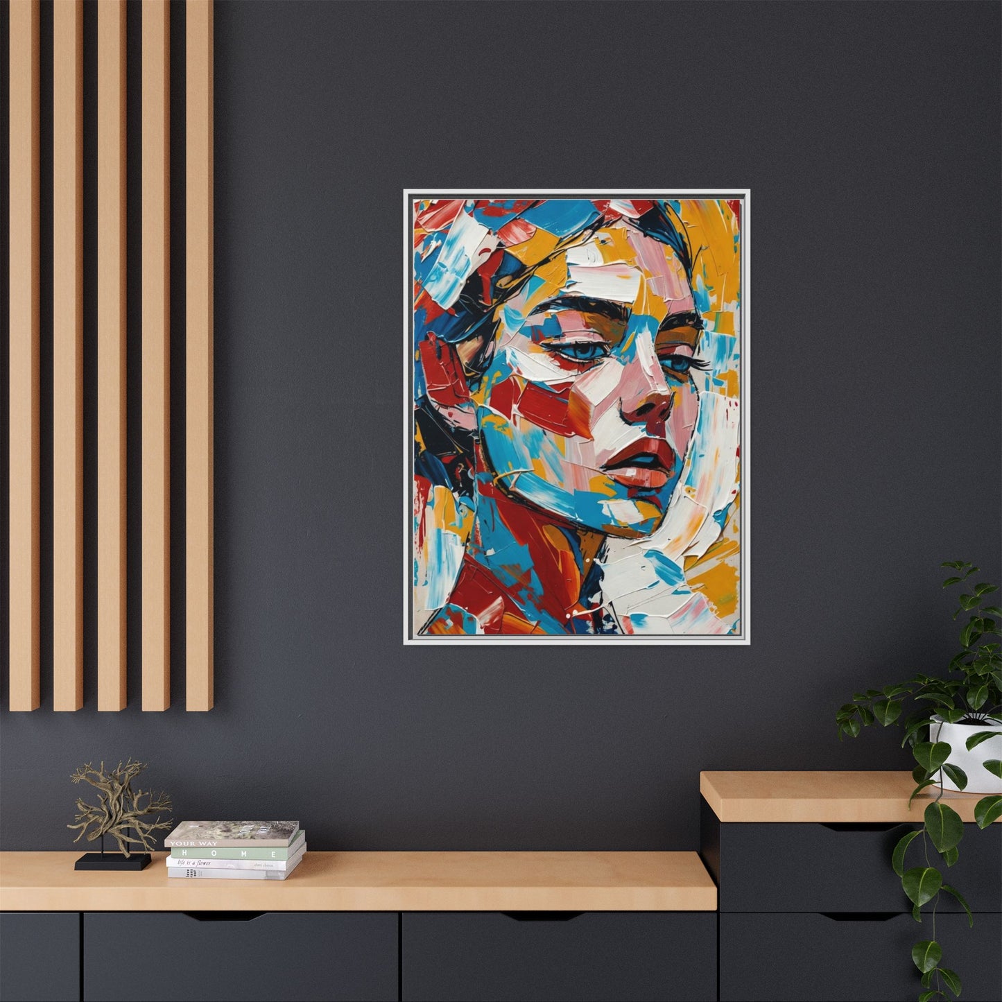 Colorful Abstract Portrait Framed Canvas Print