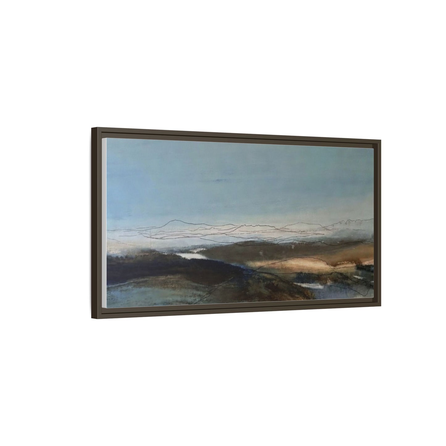 Framed Matte Canvas Wall Art — Serene Abstract Blue Landscape