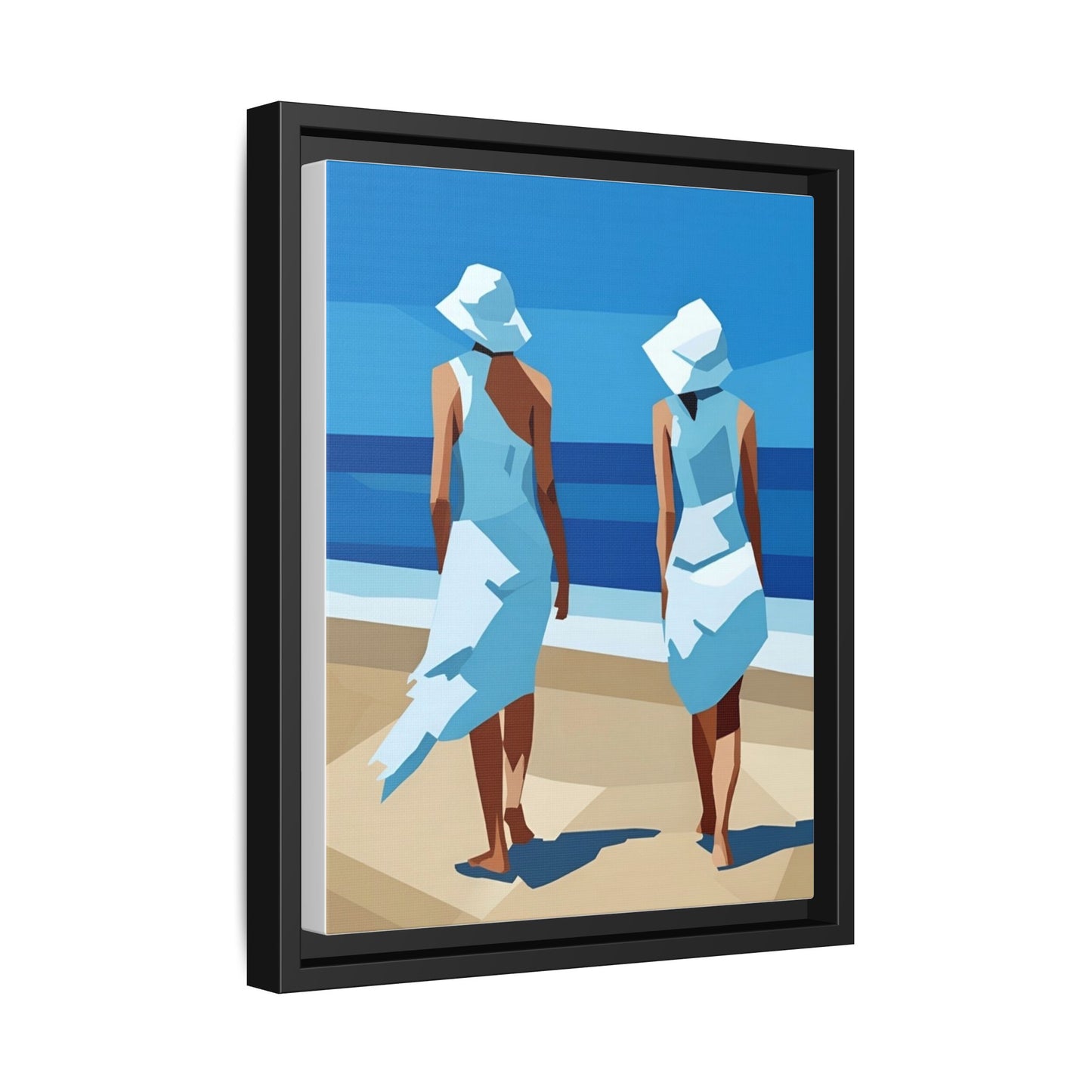 Seaside Stroll Matte Canvas Framed Print — Coastal Beach Art