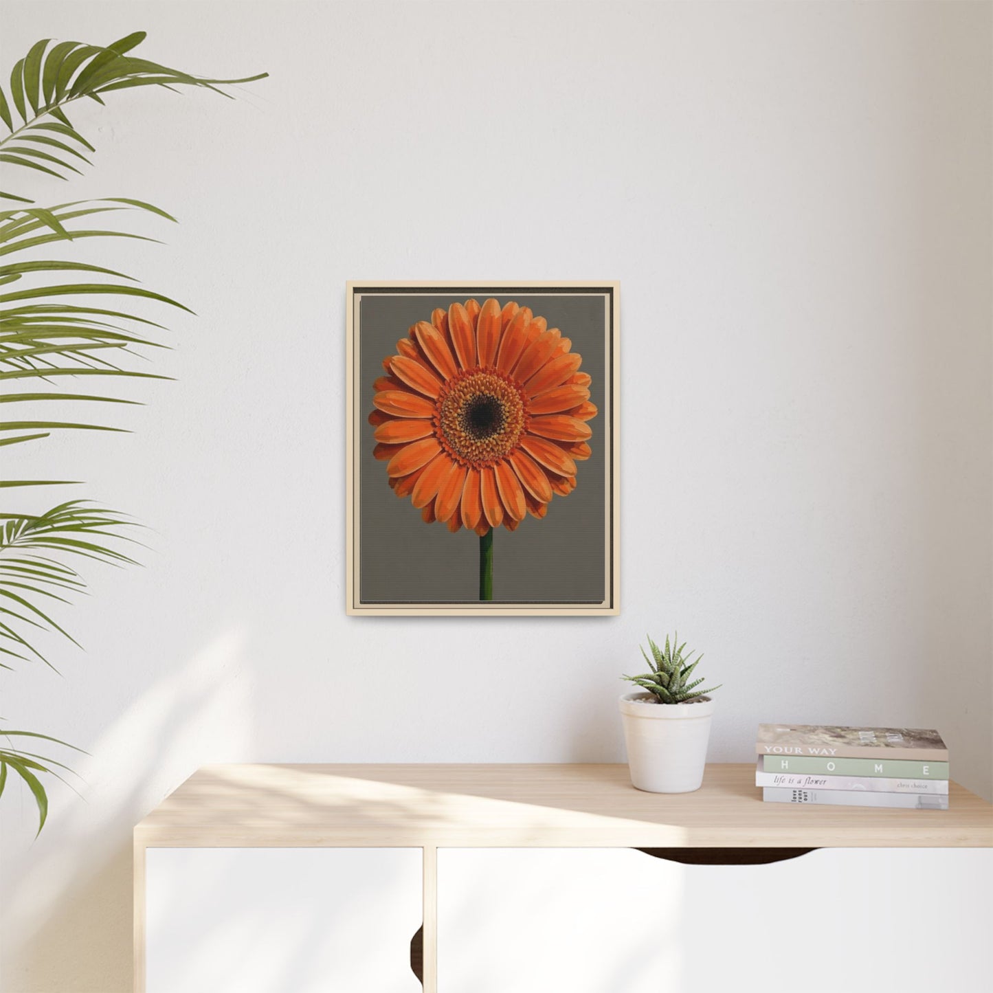 Orange Gerbera Daisy Matte Canvas Print (Framed)