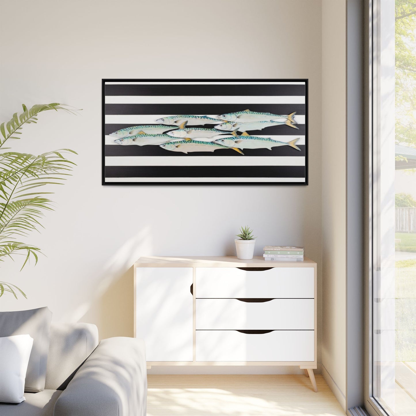 Striped Mackerel Canvas Print — Framed Matte Fish Wall Art