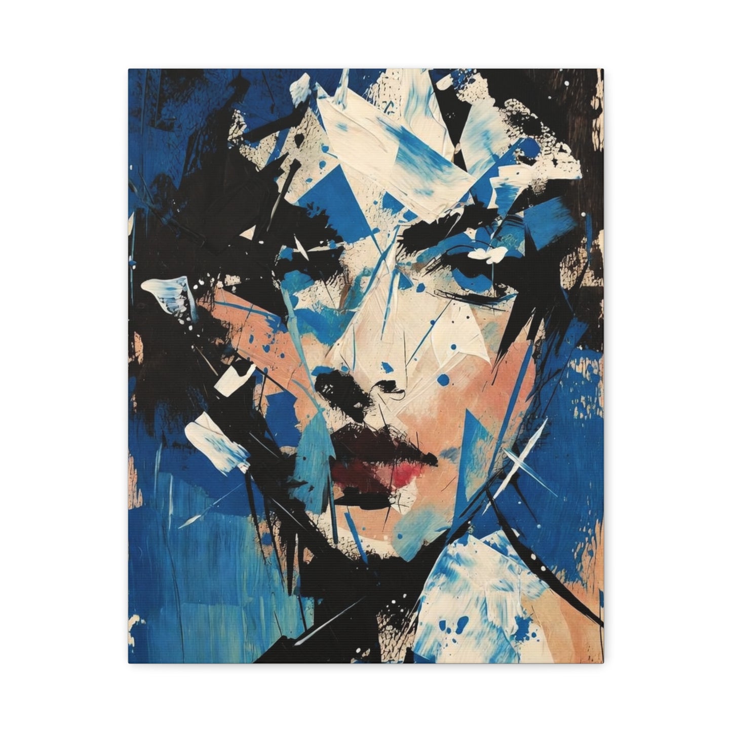 Abstract Blue Portrait Canvas Print — Modern Stretched Wall Art