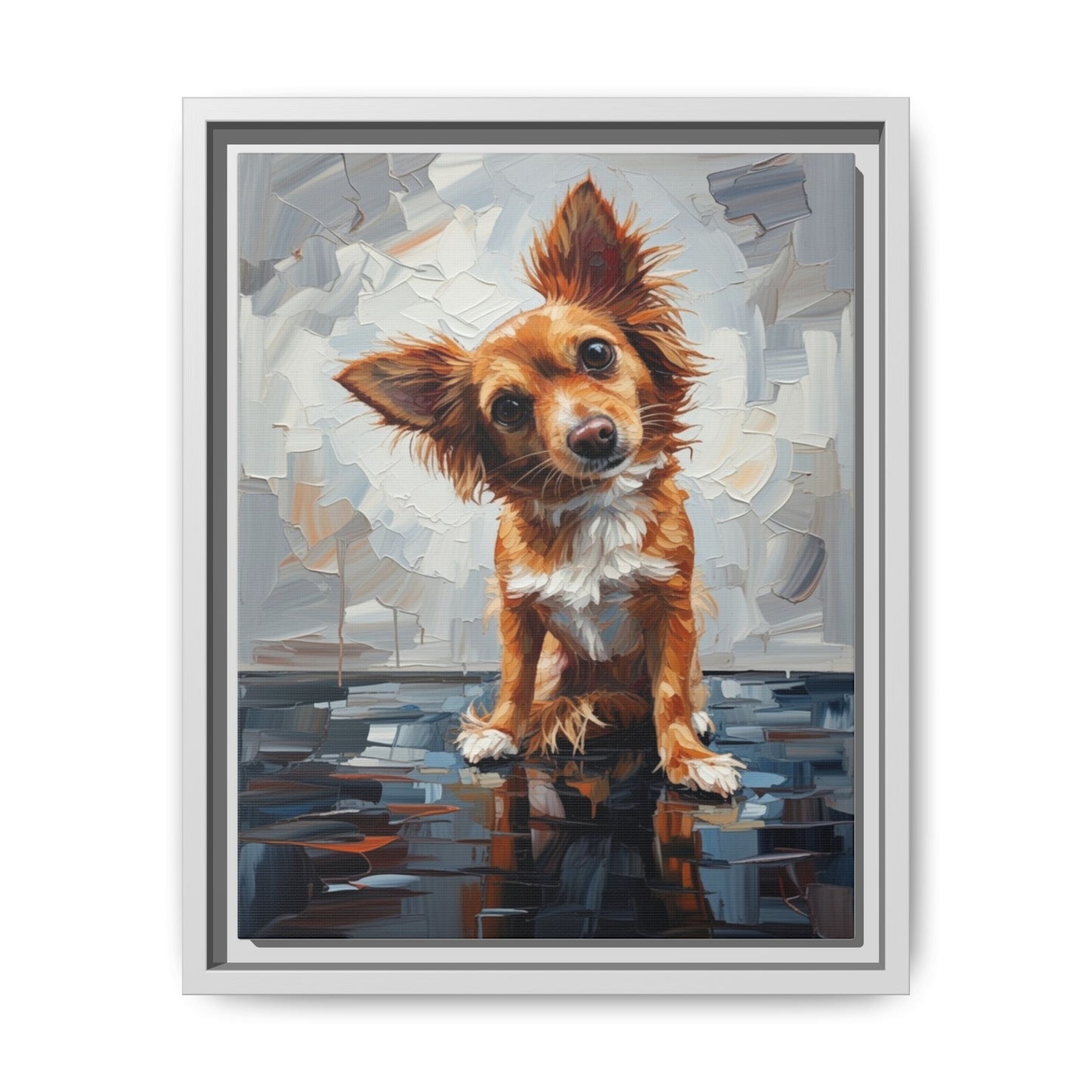 Framed Matte Canvas Print — Playful Brown Dog Portrait