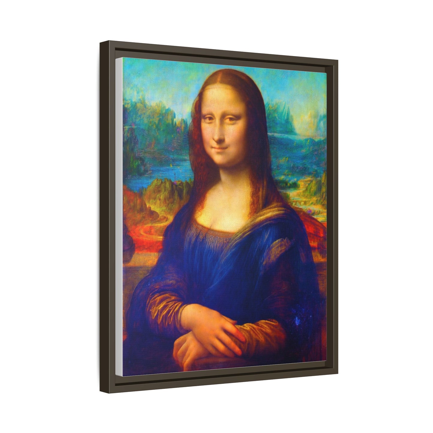 Framed Matte Canvas Print — Colorful Mona Lisa Wall Art