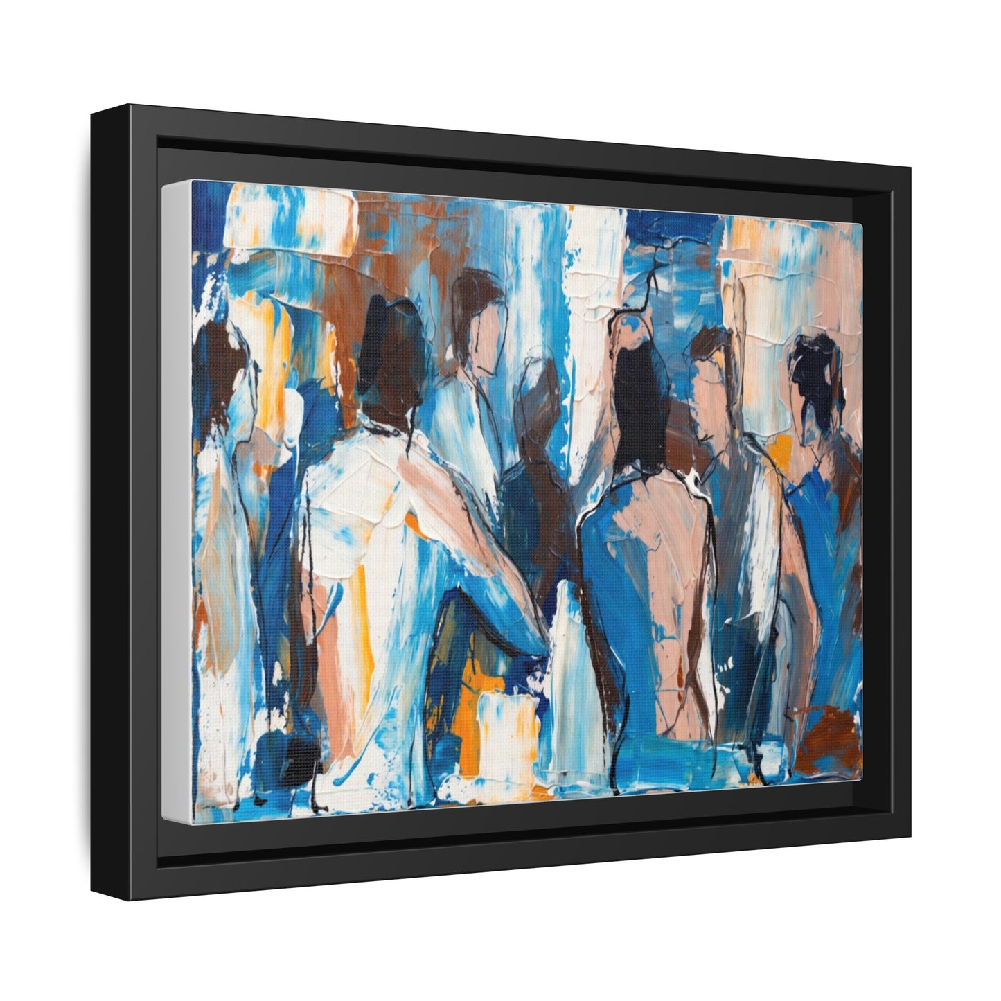 Abstract Coastal Figures Matte Canvas Framed Wall Art