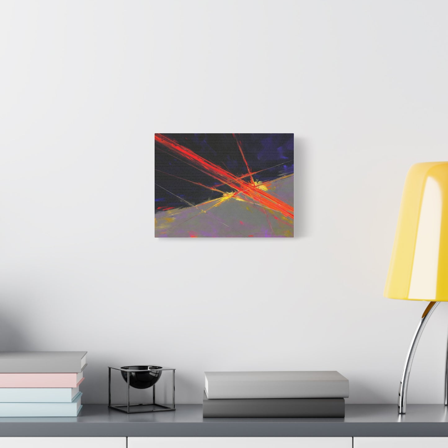 Abstract Red Streaks Matte Canvas Print — Modern Geometric Wall Art