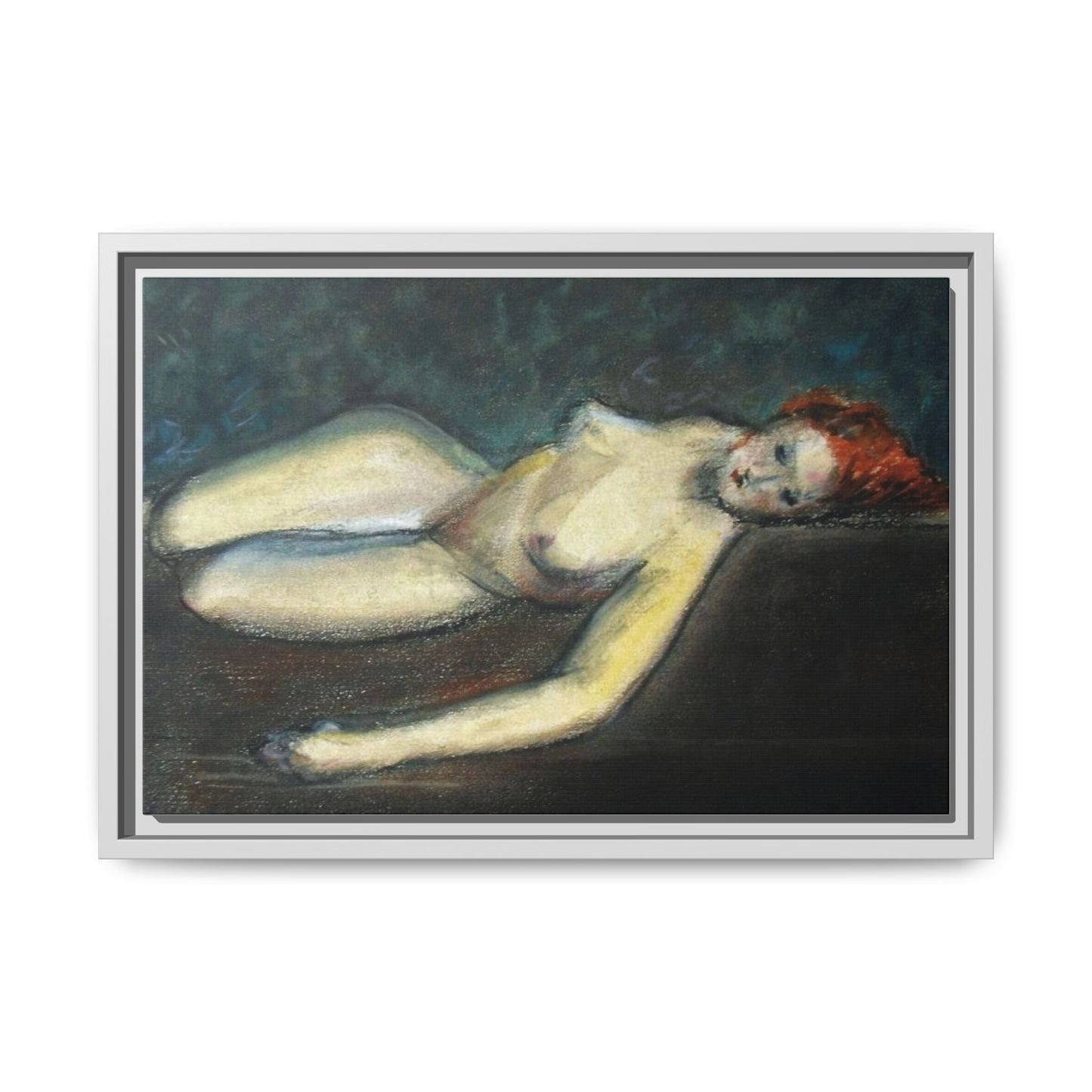 Lying nude by Paul Gosselin Framed Matte Canvas Wall Art Print