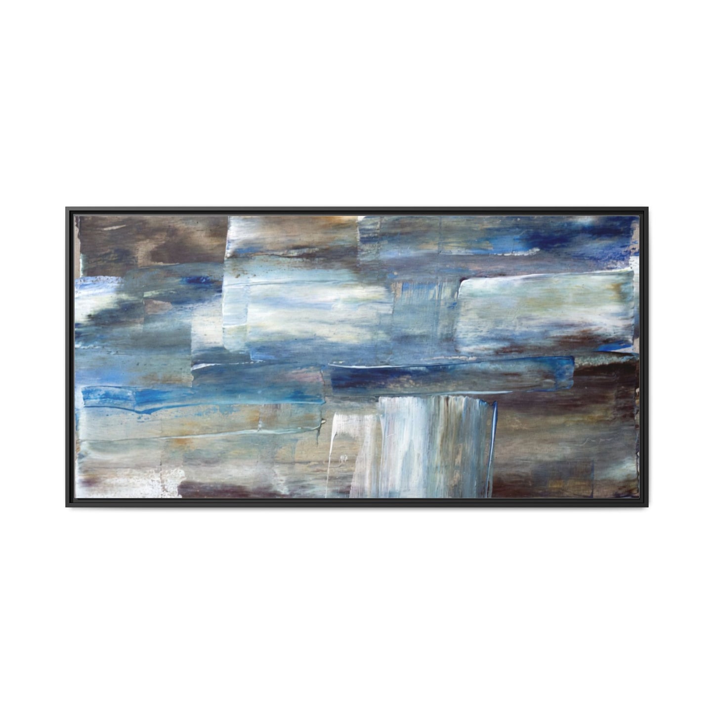 Abstract Blue Coastal Matte Canvas Framed Wall Art