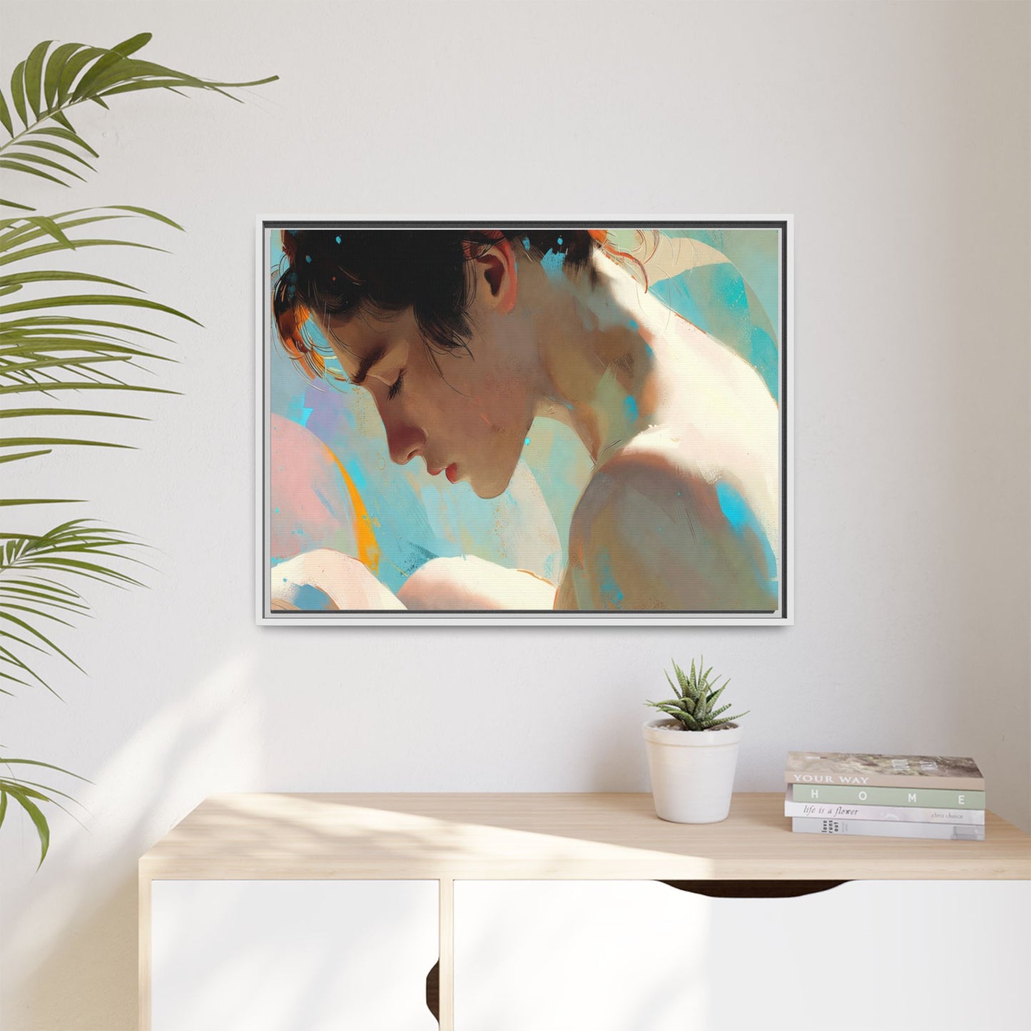 Framed Matte Canvas Print — Dreamy Portrait Art (Multi‑Color)