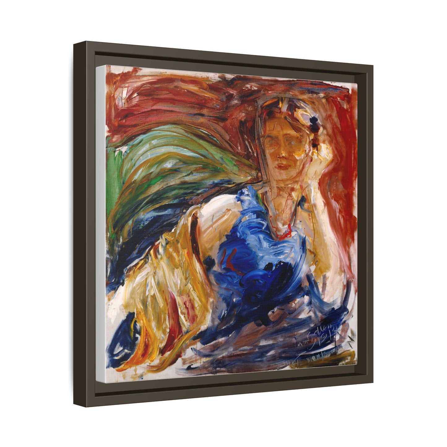 Portrait of hyllis Sjostrom by Akseli Gallen-Kallela Canvas Matte Framed Wall Art Print