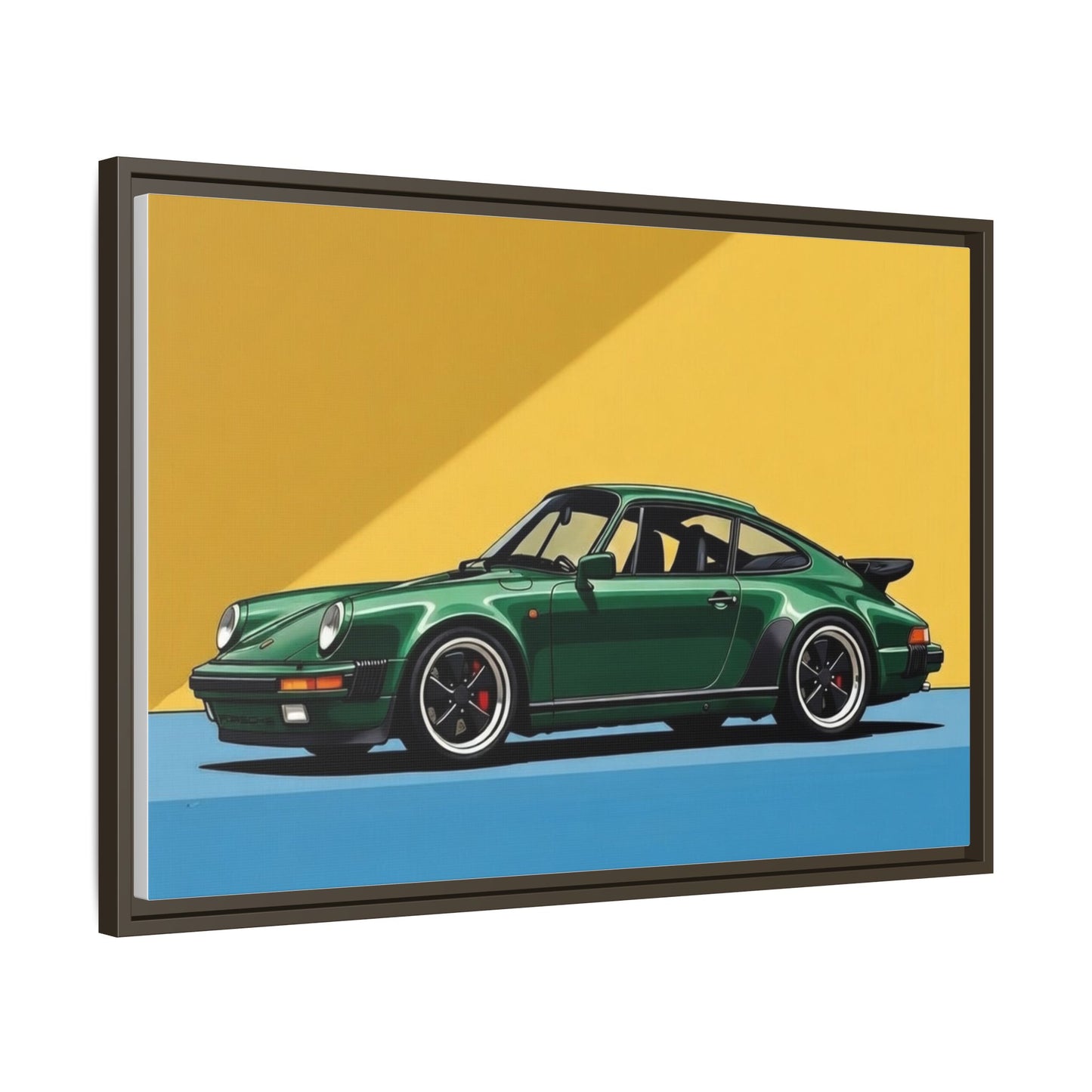 Framed Matte Canvas — Green Sports Car Wall Art