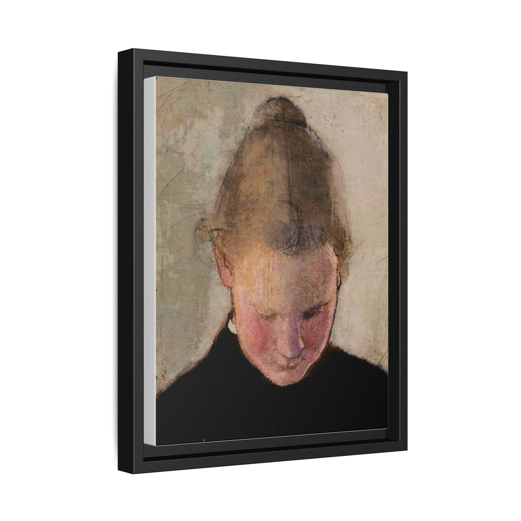 Lukeva tytto by Helena Schjerfbeck Framed Matte Canvas Art Print