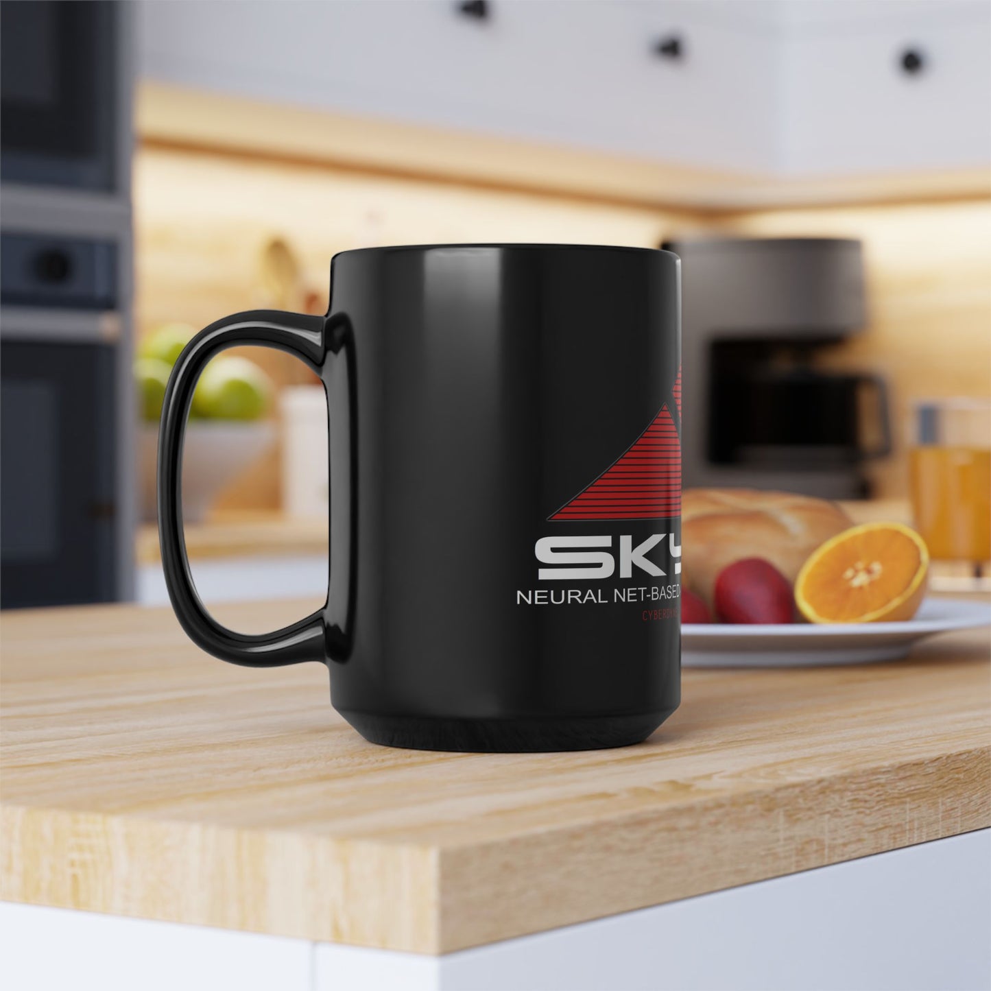 Skynet Logo Black Mug — Sci‑Fi AI Coffee Cup (11oz & 15oz)