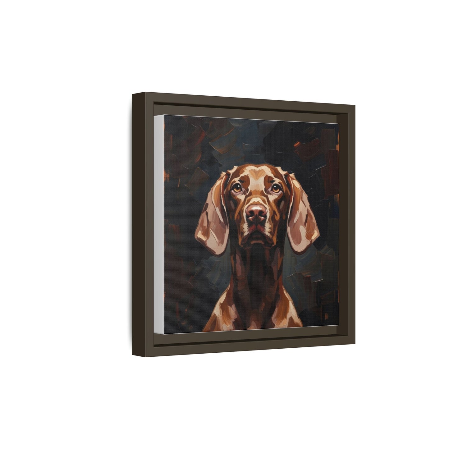 Framed Matte Canvas Dog Portrait – Brown Vizsla Wall Art