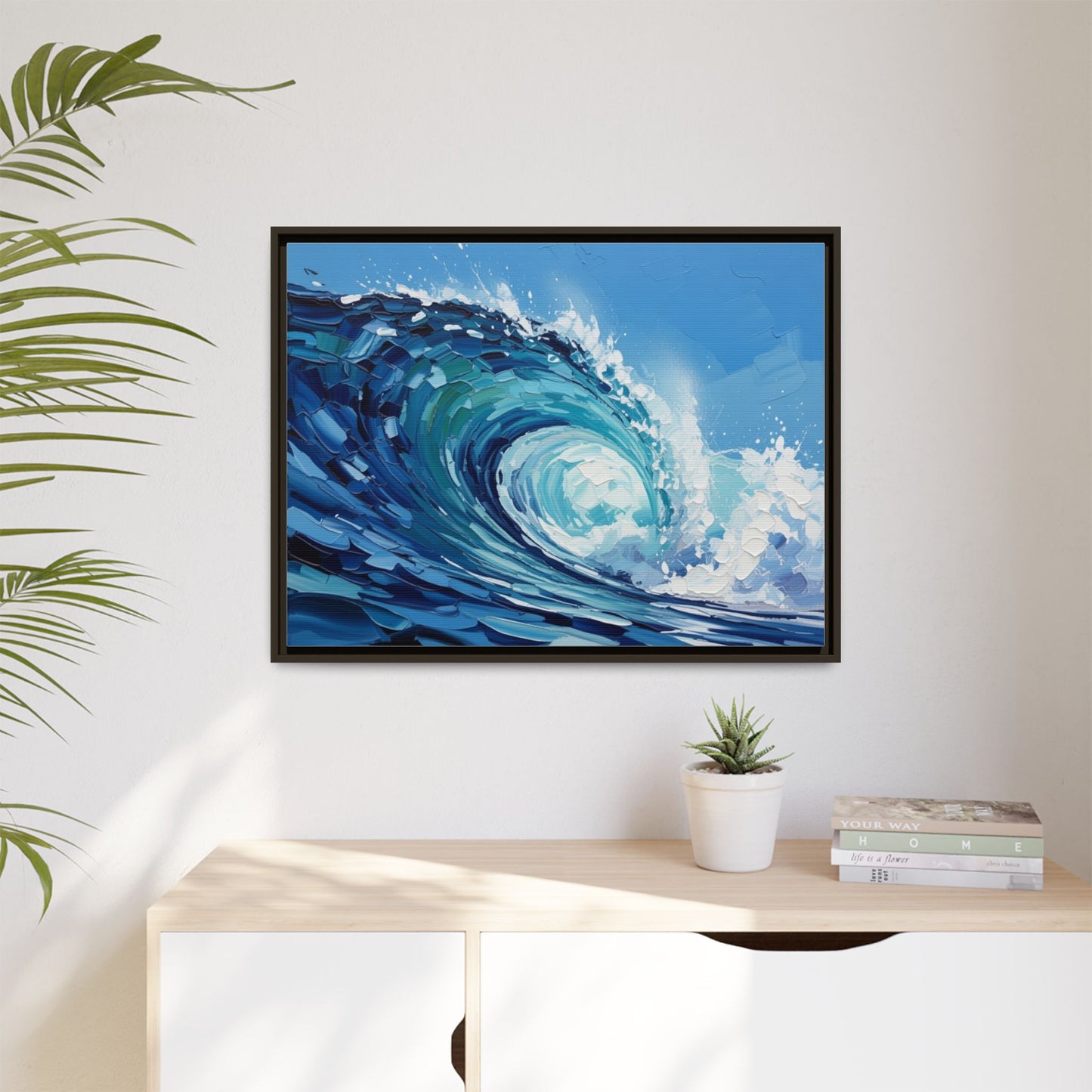 Framed Matte Canvas Wave Art — Blue Ocean Surf Wall Decor