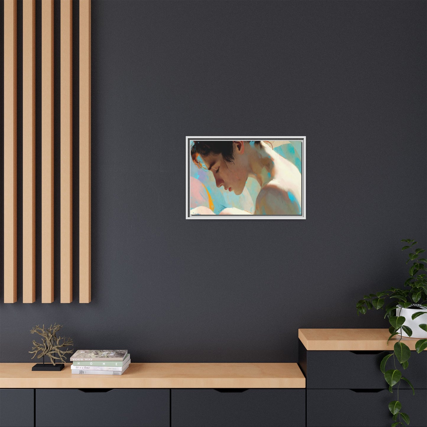Framed Matte Canvas Print — Dreamy Portrait Art (Multi‑Color)