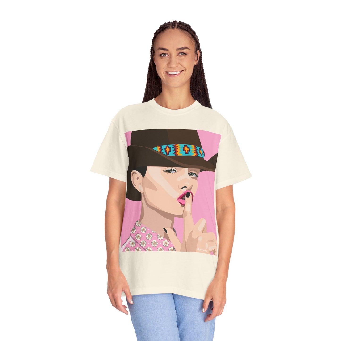 Cowgirl Pop Art T-Shirt — Pink 'Shh' Graphic Tee
