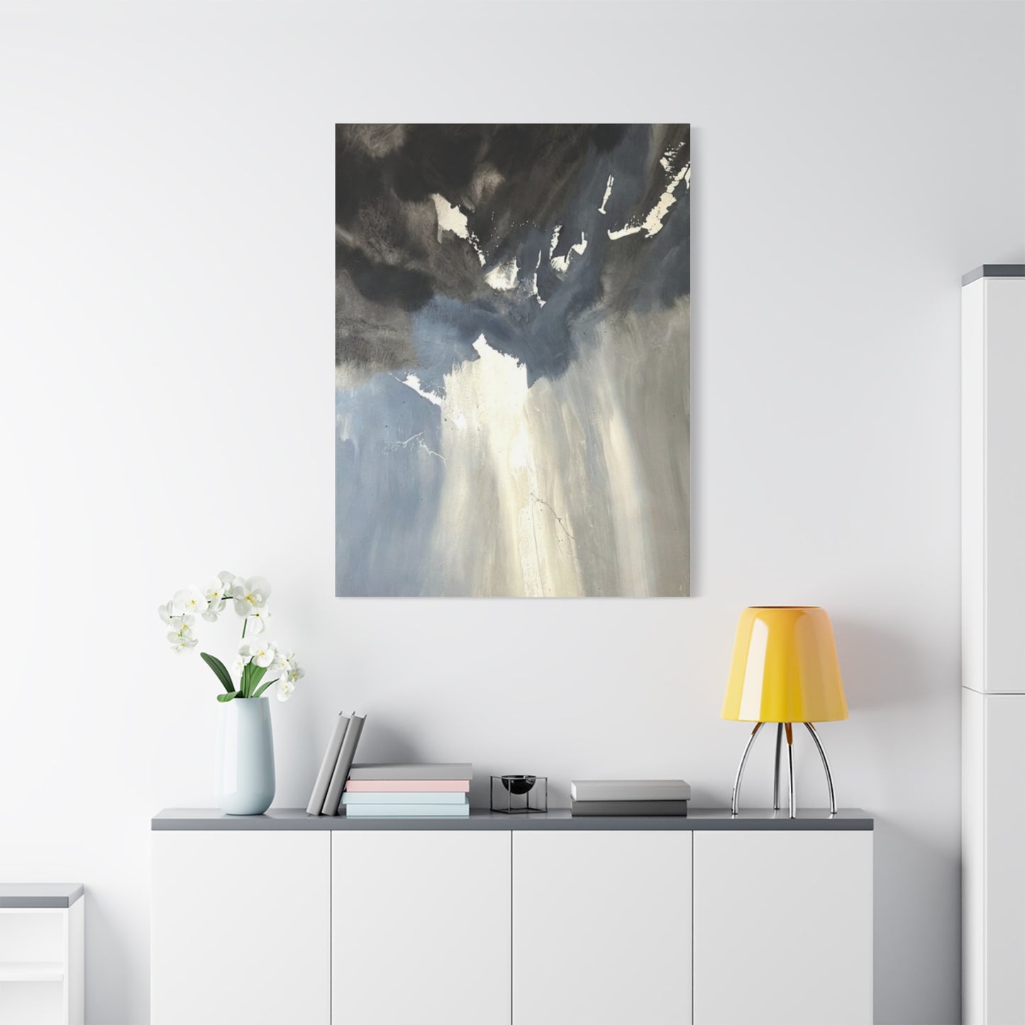 Abstract Storm Canvas Print — Dramatic Blue & Gray Matte Wall Art