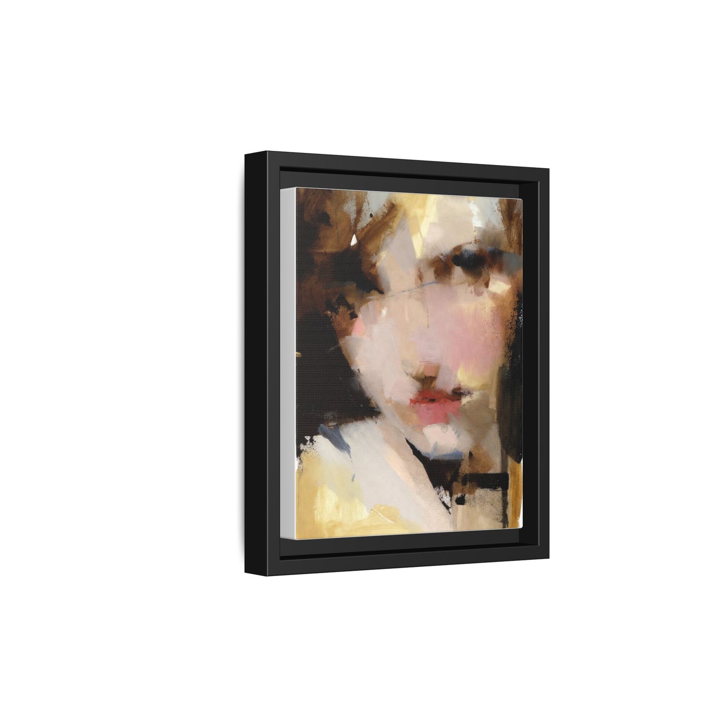 Abstract Portrait Matte Canvas Framed Print — Modern Feminine Wall Art